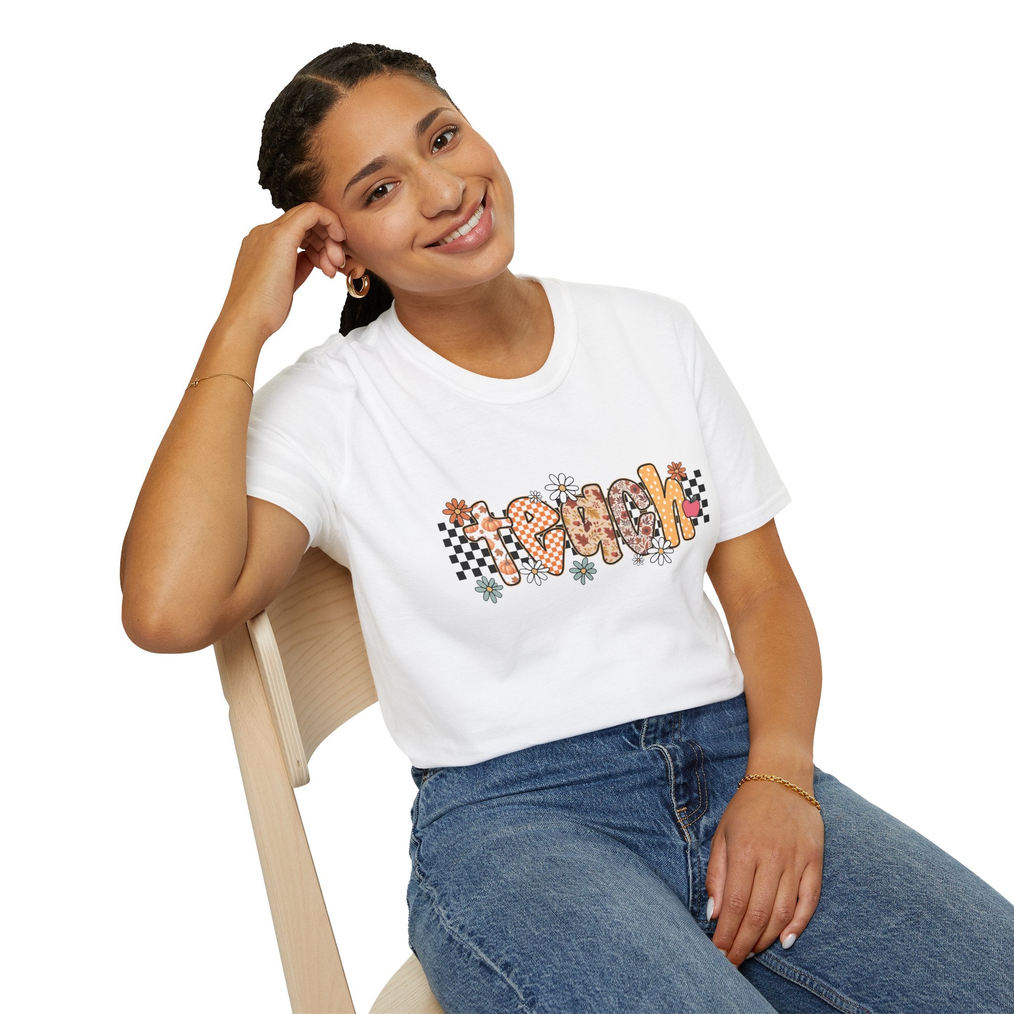 Retro Flower Teacher T-Shirt | 100% Cotton Lightweight Graphic Tee