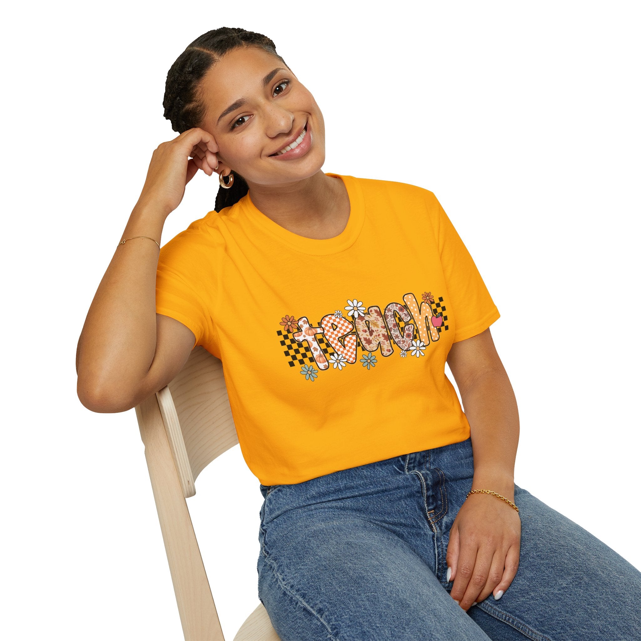 Retro Flower Teacher T-Shirt | 100% Cotton Lightweight Graphic Tee