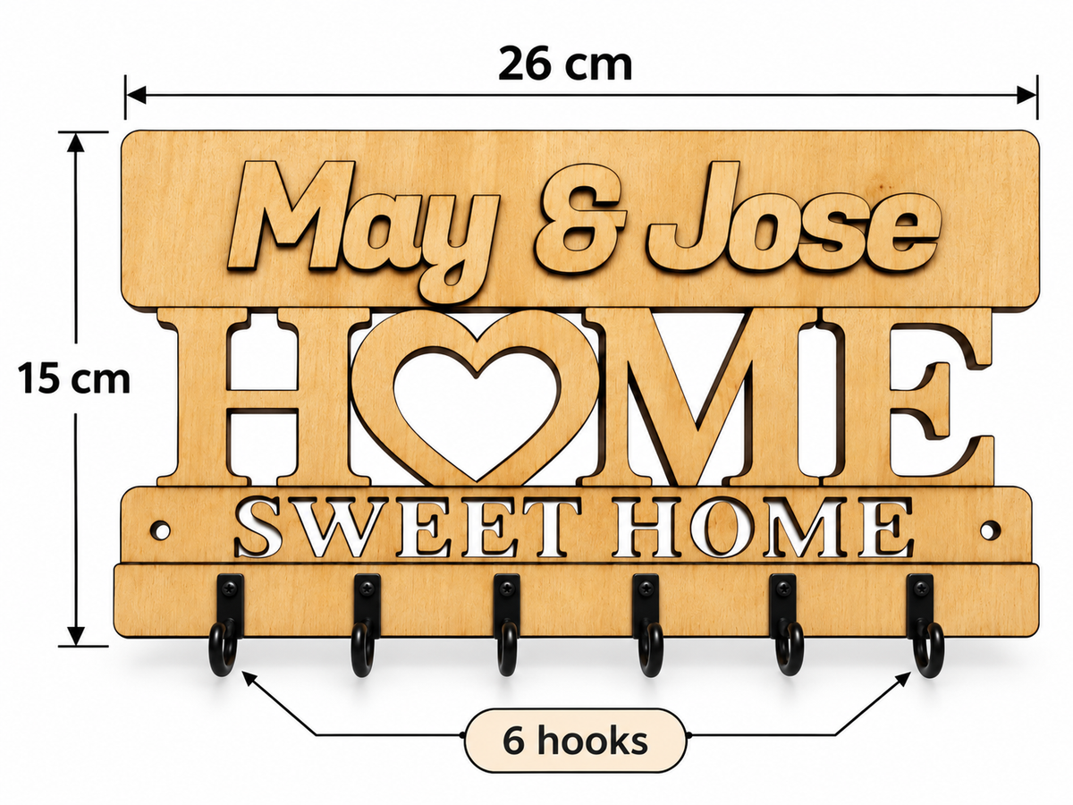 Personalized Wooden Family Key Holder | Custom House Key Rack