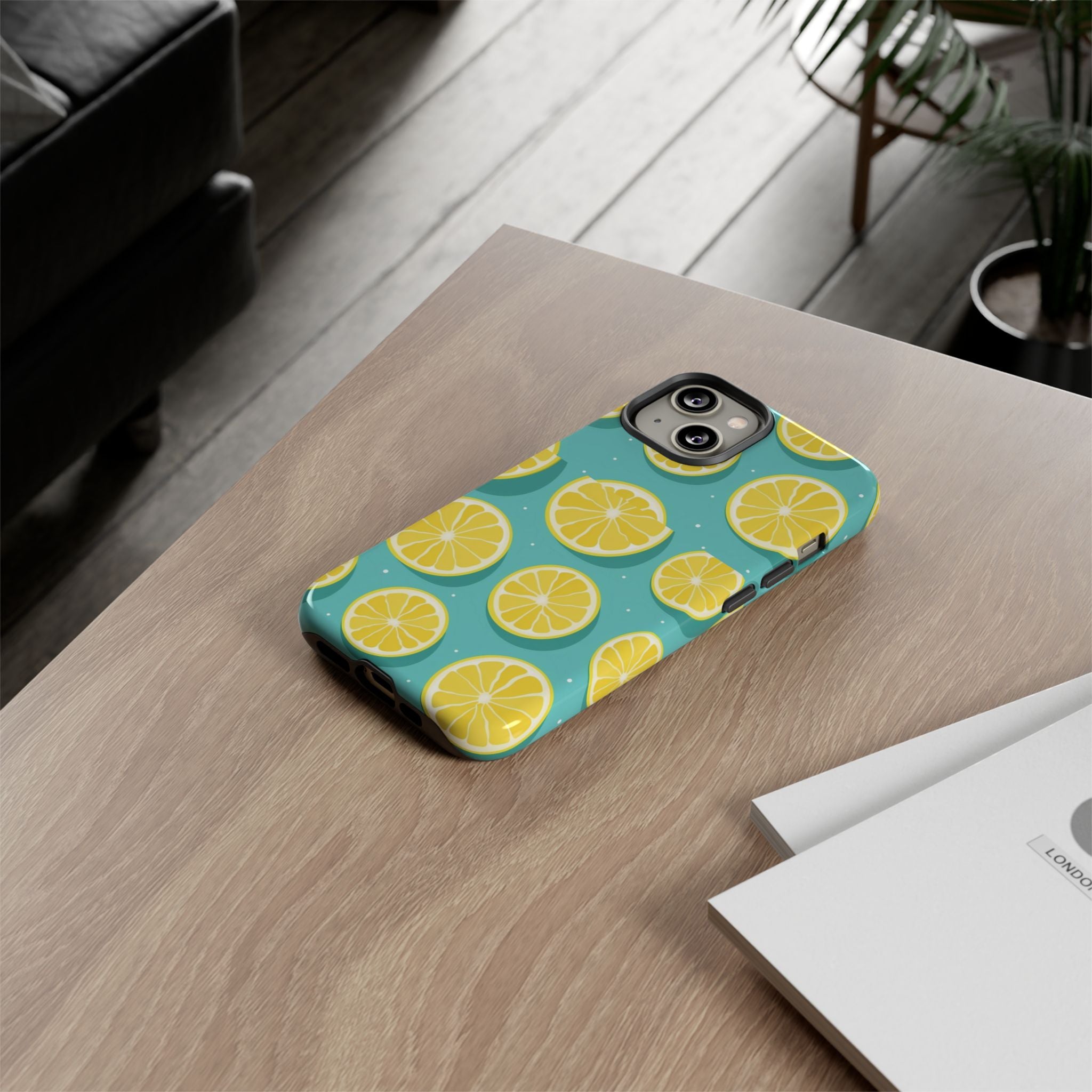 Lemon Print Phone Case, Citrus Phone Cover, Fun Cell Phone Accessory, Summer Vibe Gift, Cute Phone Case for Citrus Lovers