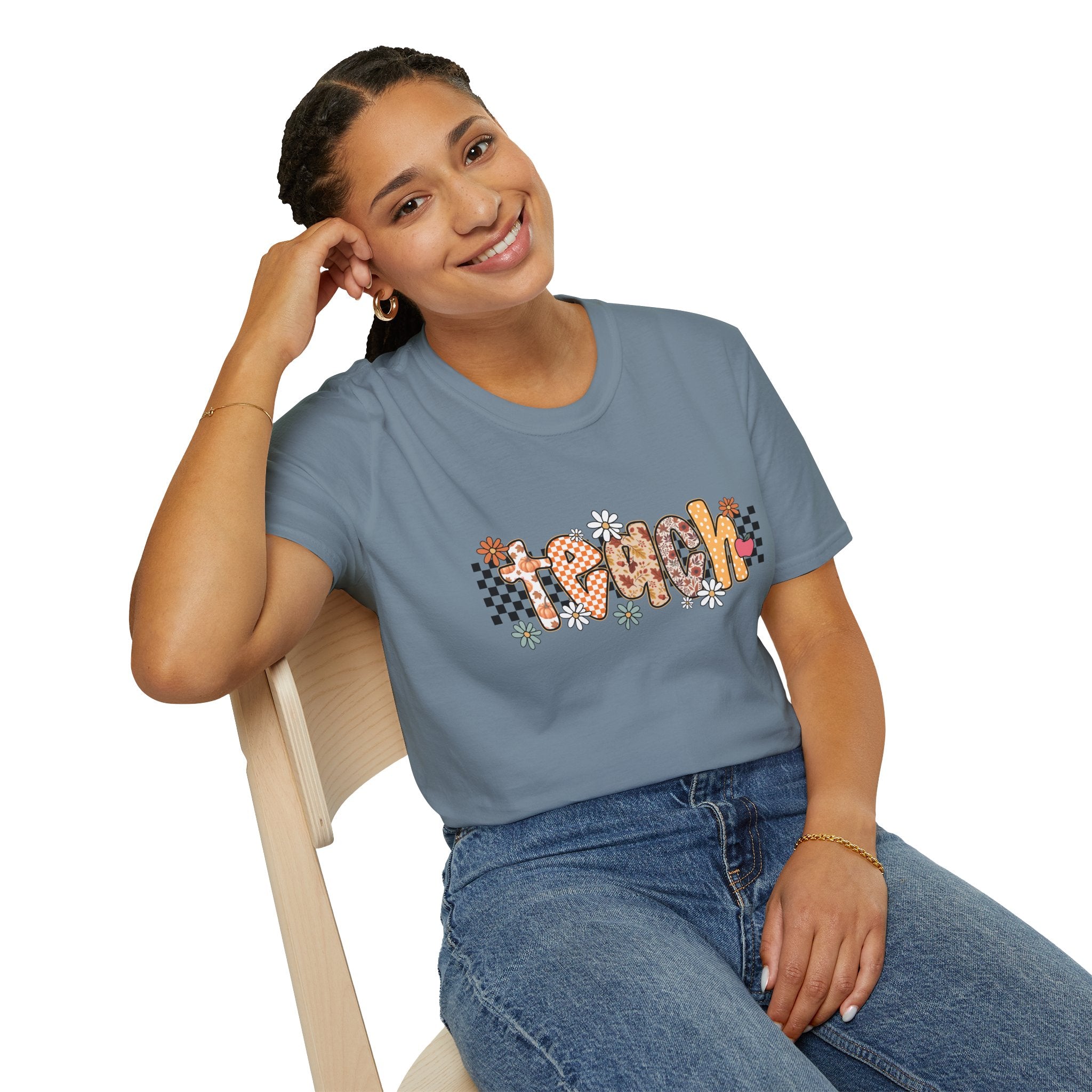 Retro Flower Teacher T-Shirt | 100% Cotton Lightweight Graphic Tee