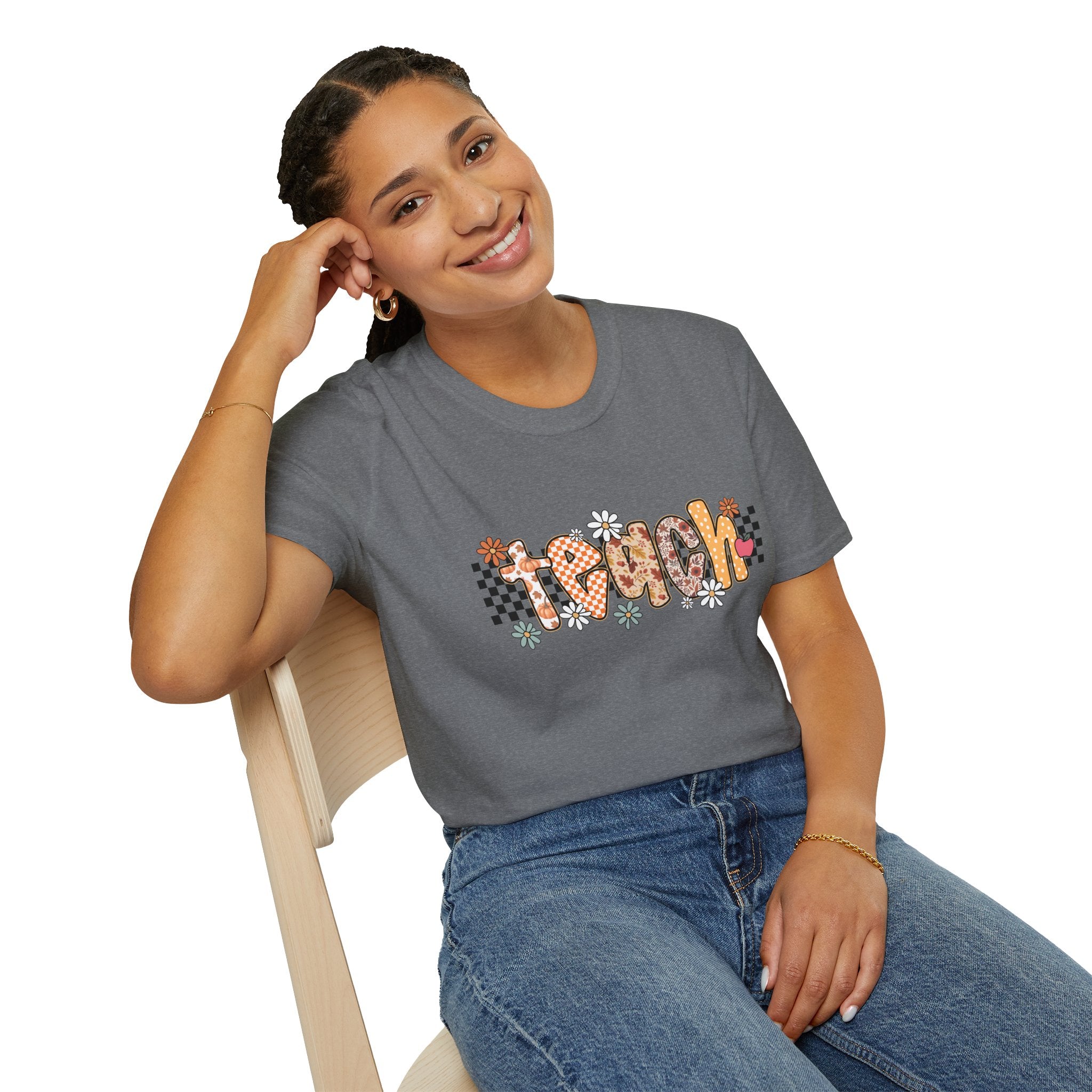 Retro Flower Teacher T-Shirt | 100% Cotton Lightweight Graphic Tee