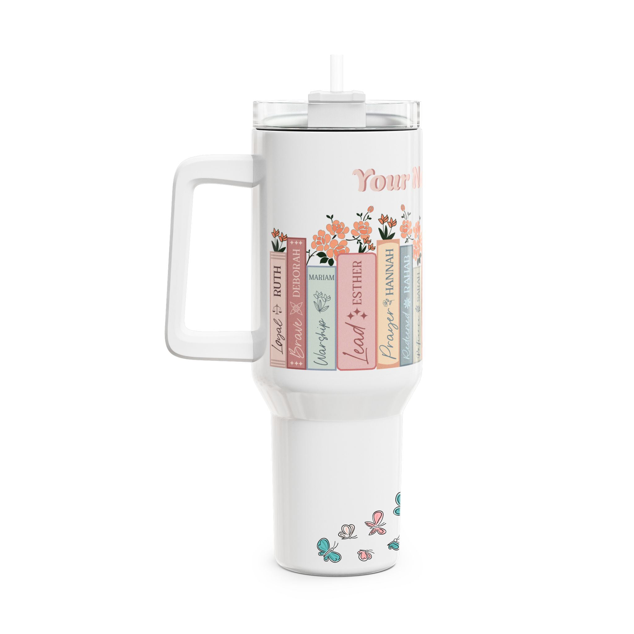Vaso Térmico de Acero Inoxidable 40 oz con Asa – Aislamiento Doble Pared, Tapa y Popote | Ideal para Bebidas Frías y Calientes