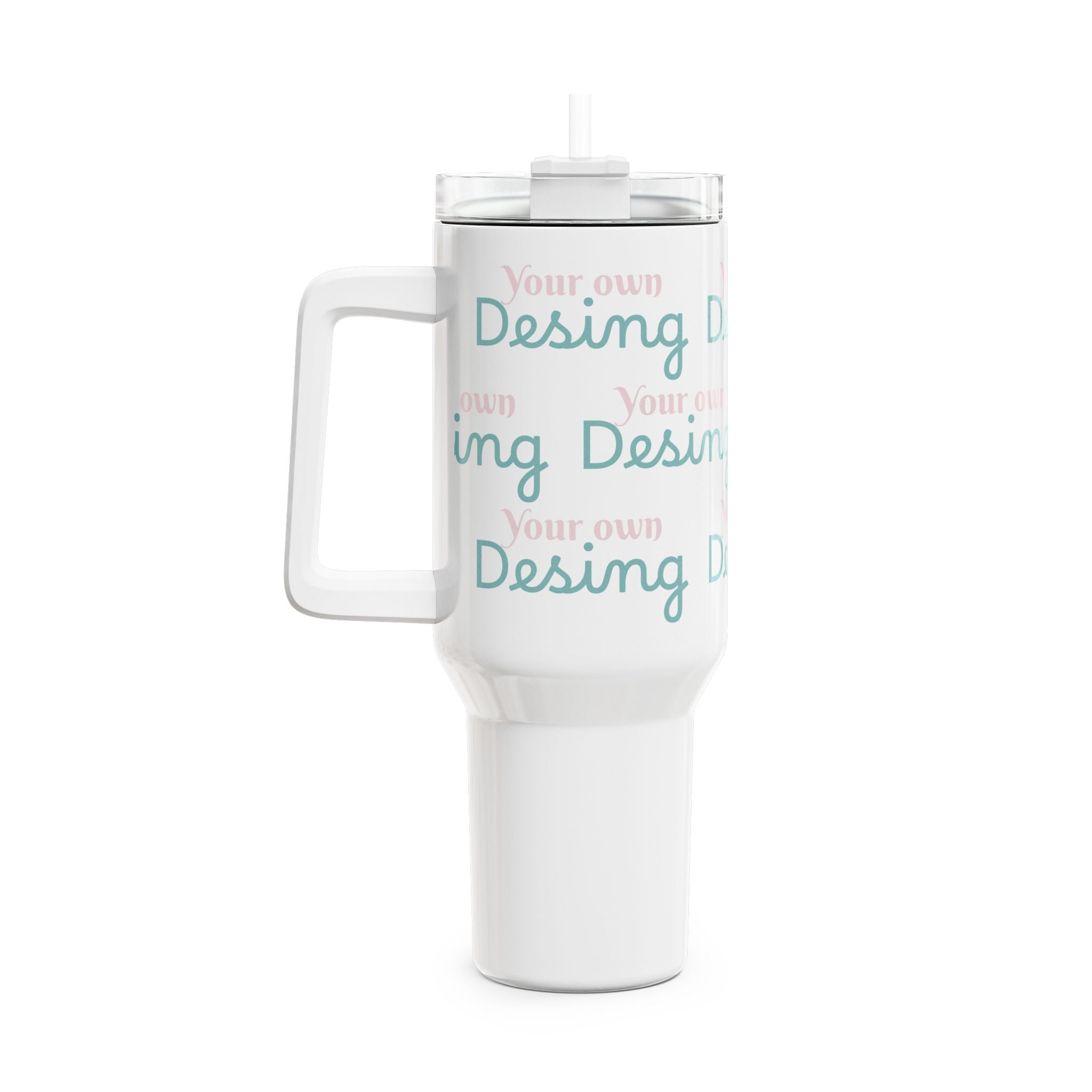 Vaso con Asa de 40 Onzas de Acero Inoxidable. Personalizalo con tu propio diseño, imagen o recuerdo!