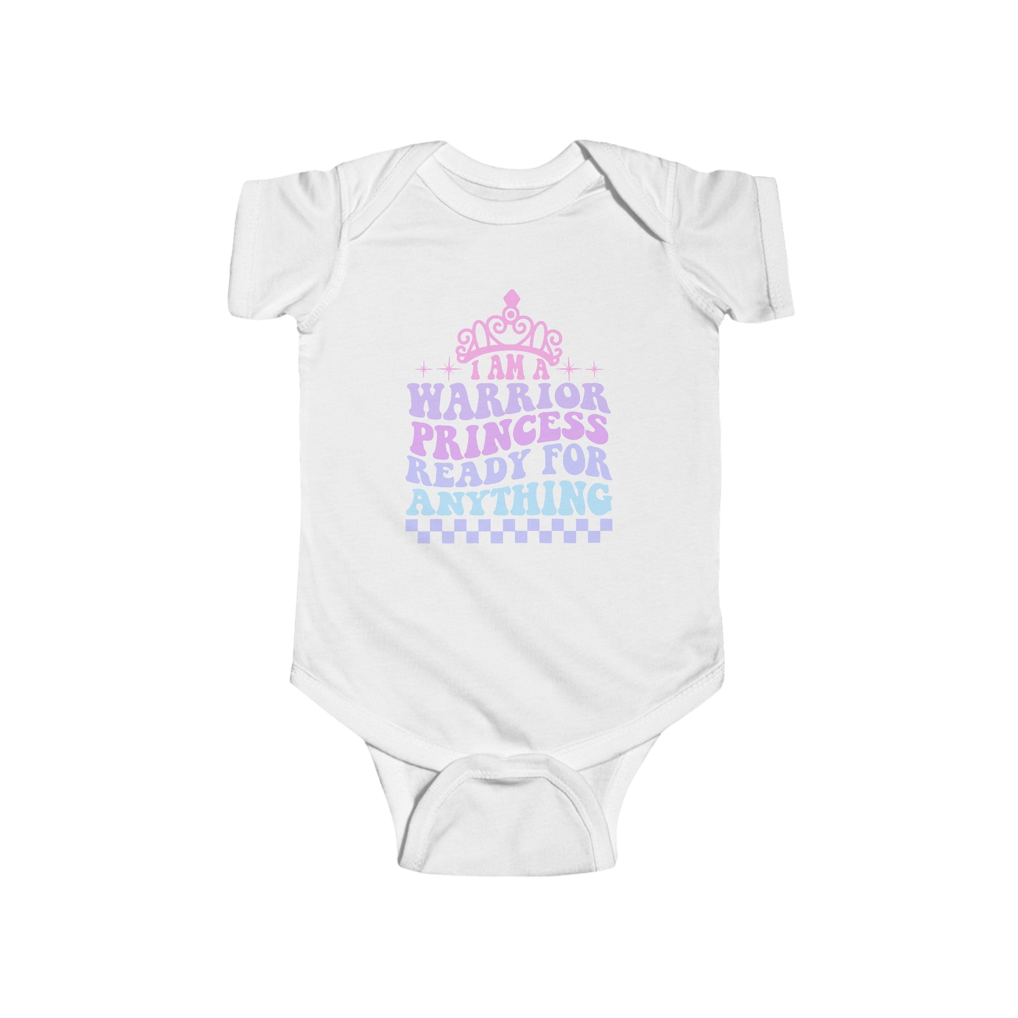 For moms who want something special: "I Am a Warrior Princess Ready for Anything" baby bodysuit. Soft fabric, beautiful design, and an inspiring message.