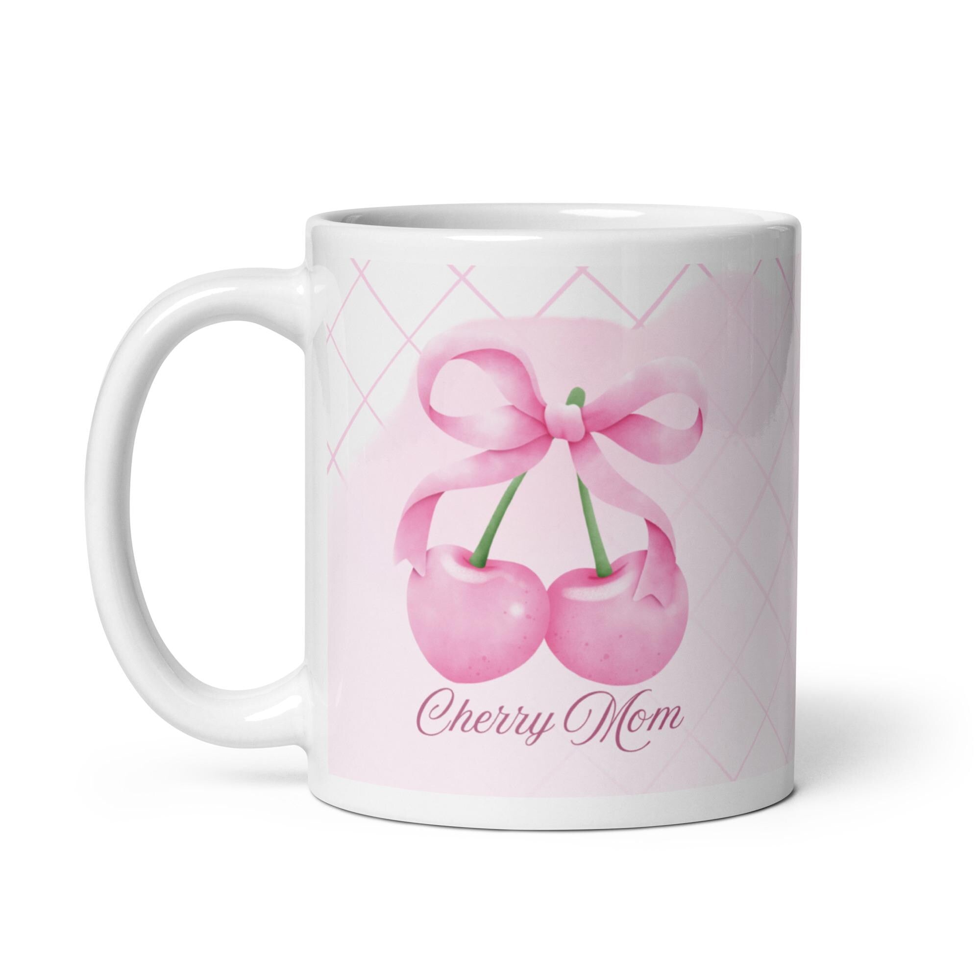 Cherry Mom Mug | Pink Cherries, Feminine Design, Gift for Mother