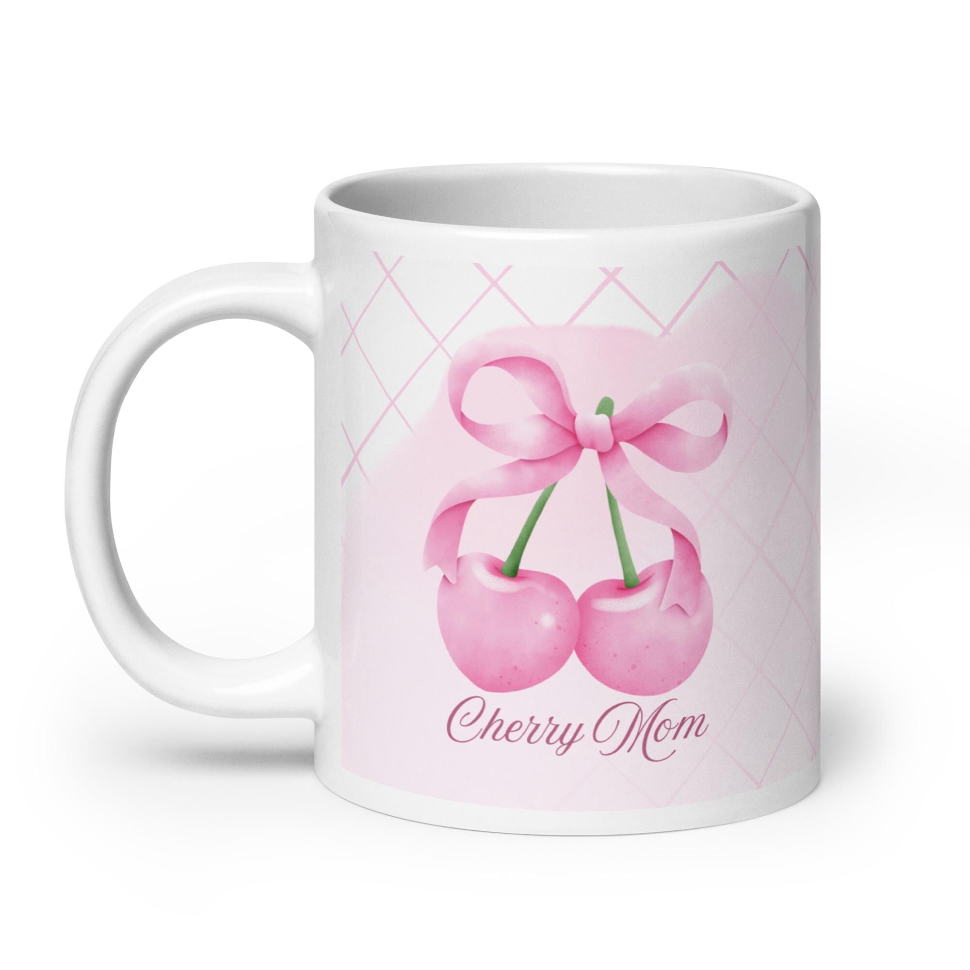 Cherry Mom Mug | Pink Cherries, Feminine Design, Gift for Mother