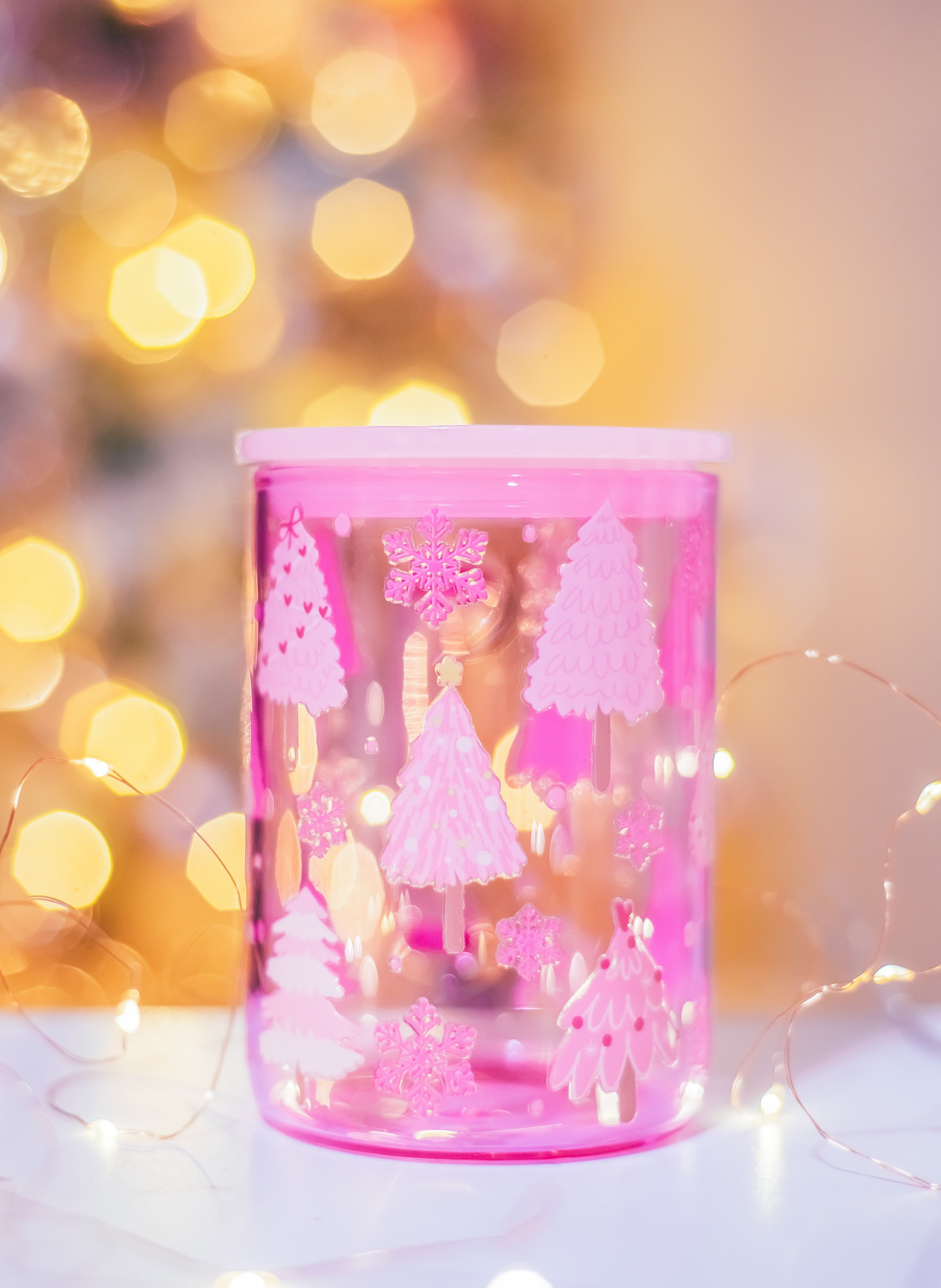 Christmas Pink Jelly glass mug