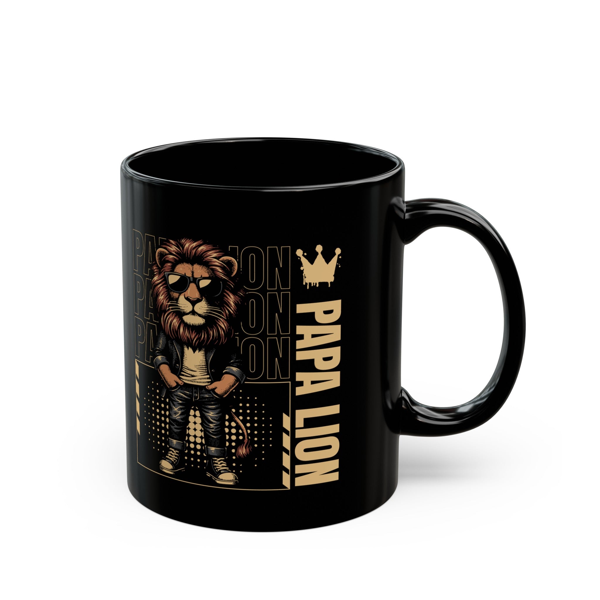 Black ceramic mug Lion dad 12 y 15oz for your favorite