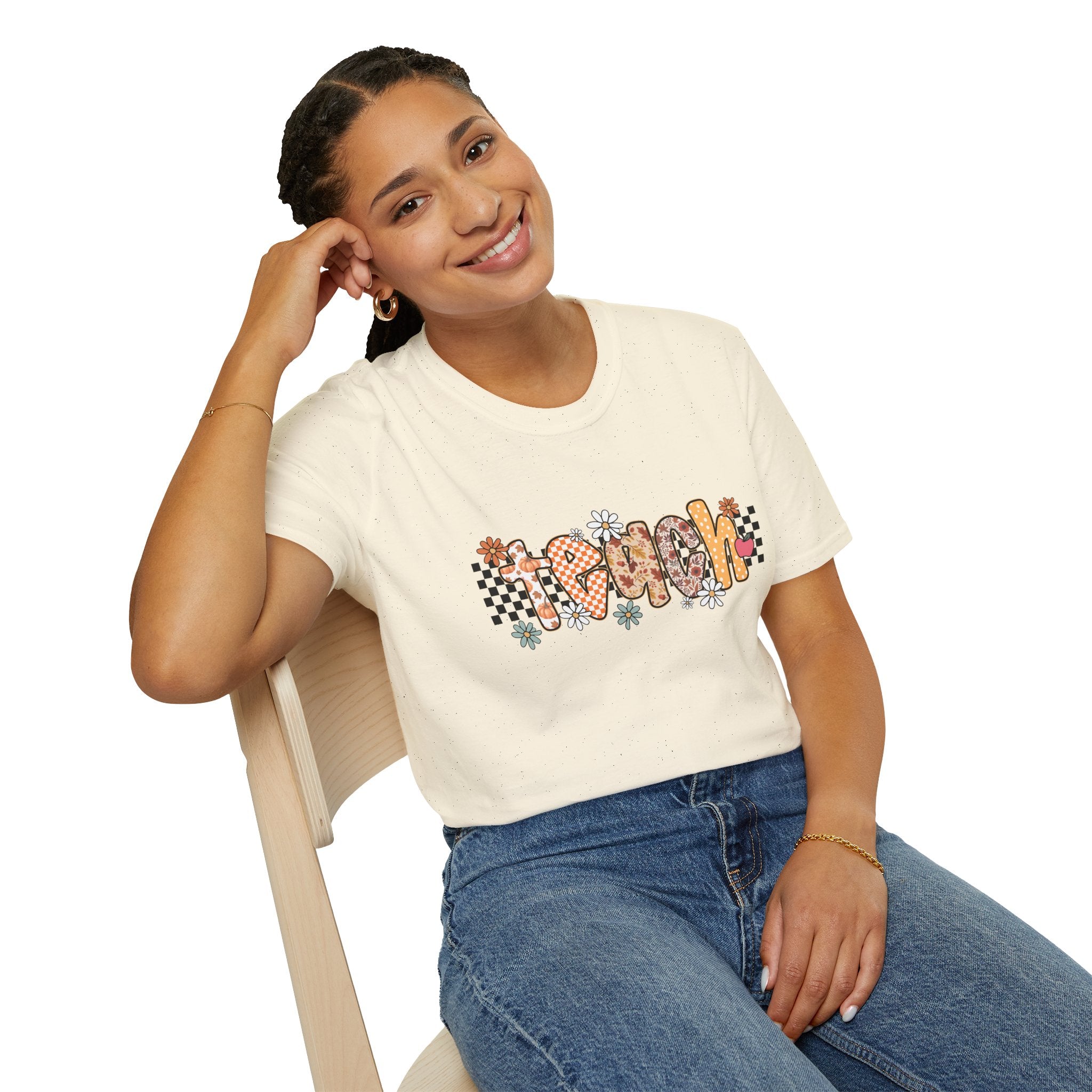 Retro Flower Teacher T-Shirt | 100% Cotton Lightweight Graphic Tee