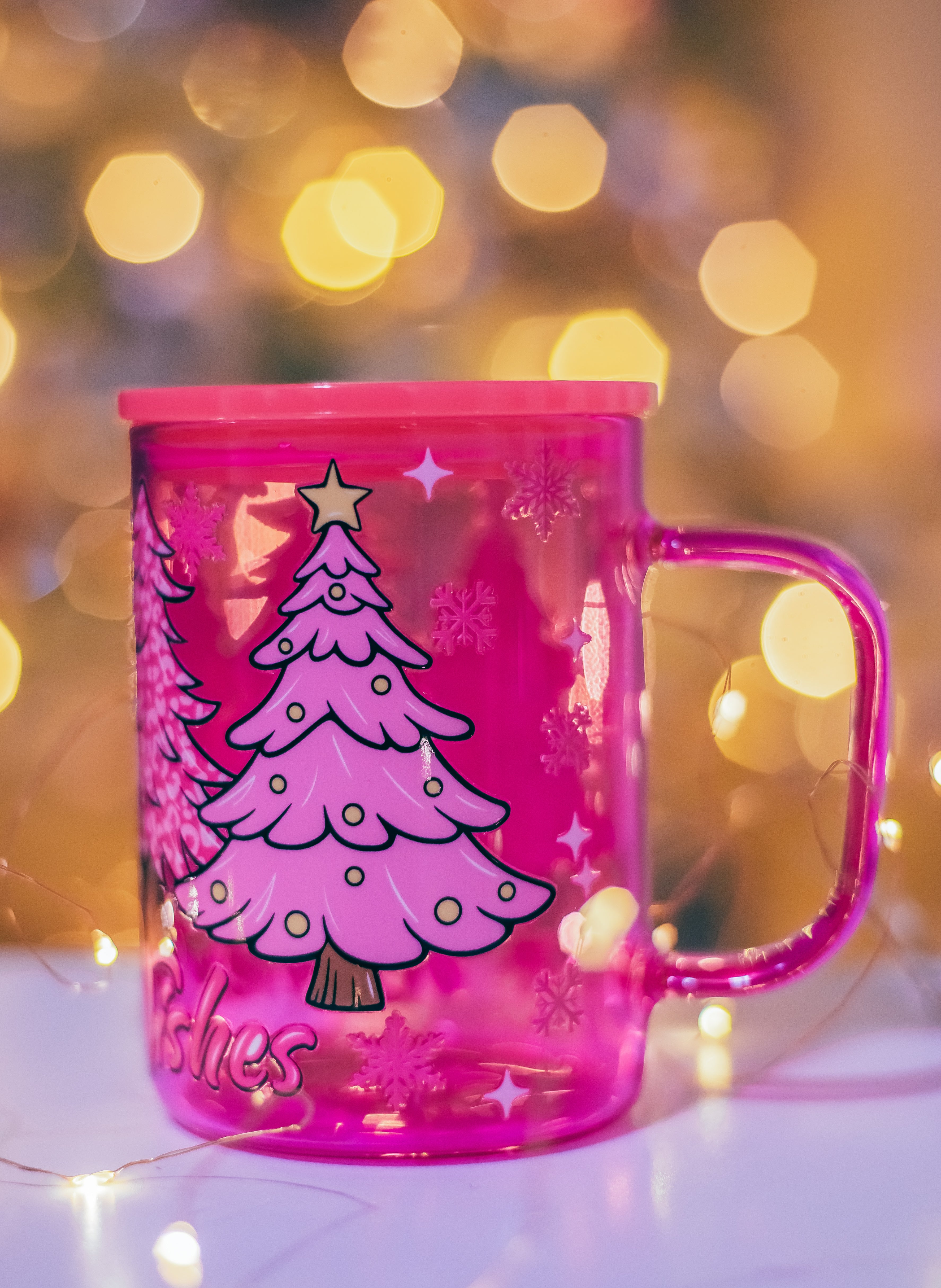 Christmas Pink Jelly glass mug