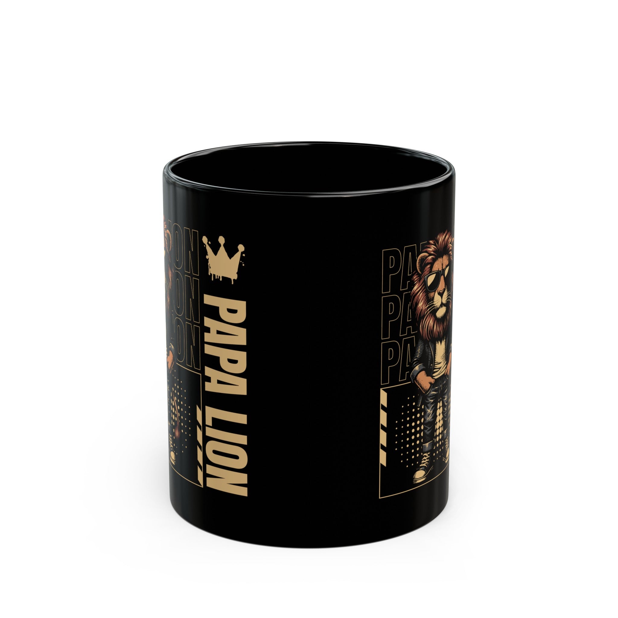 Black ceramic mug Lion dad 12 y 15oz for your favorite