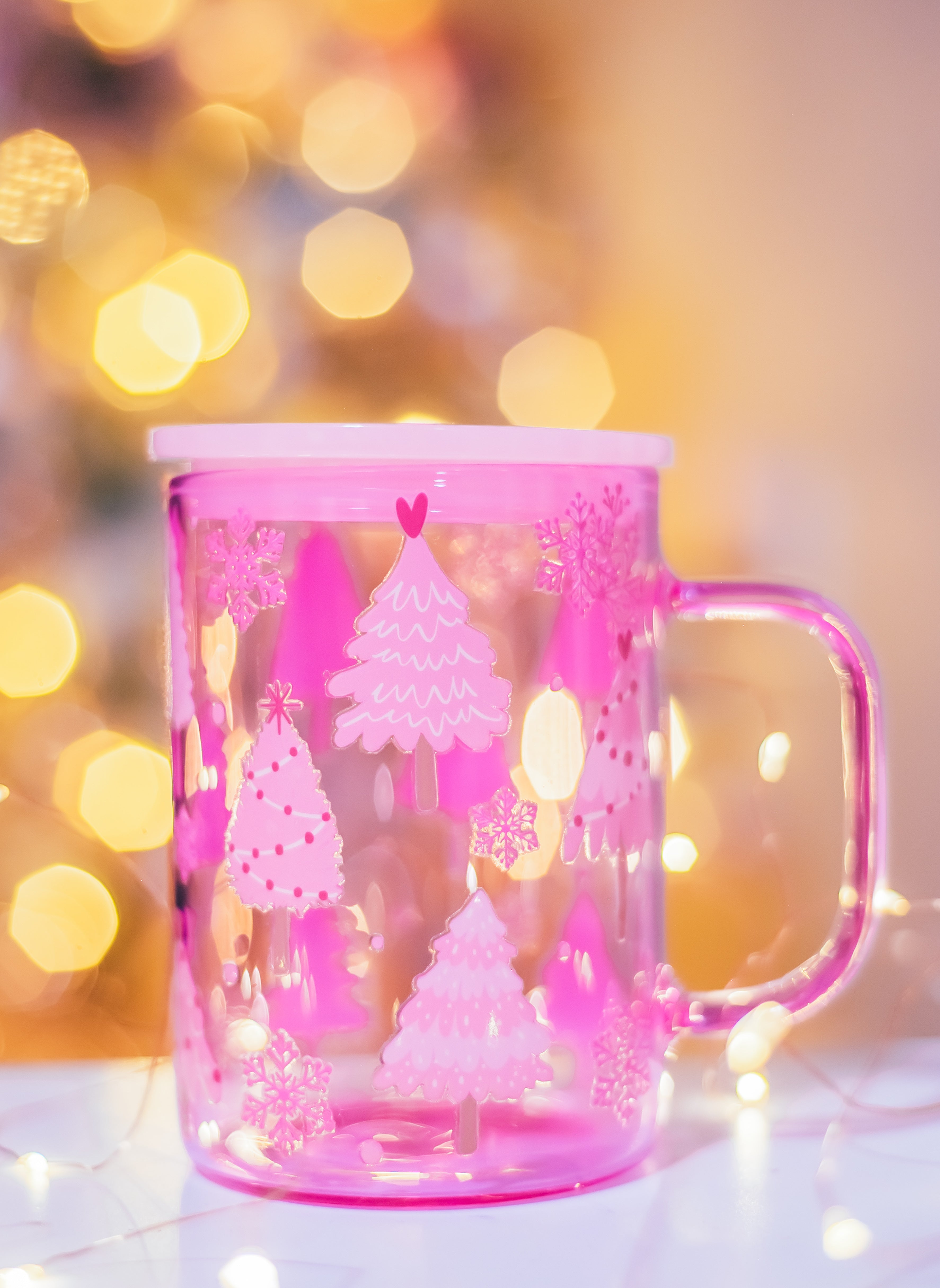 Christmas Pink Jelly glass mug