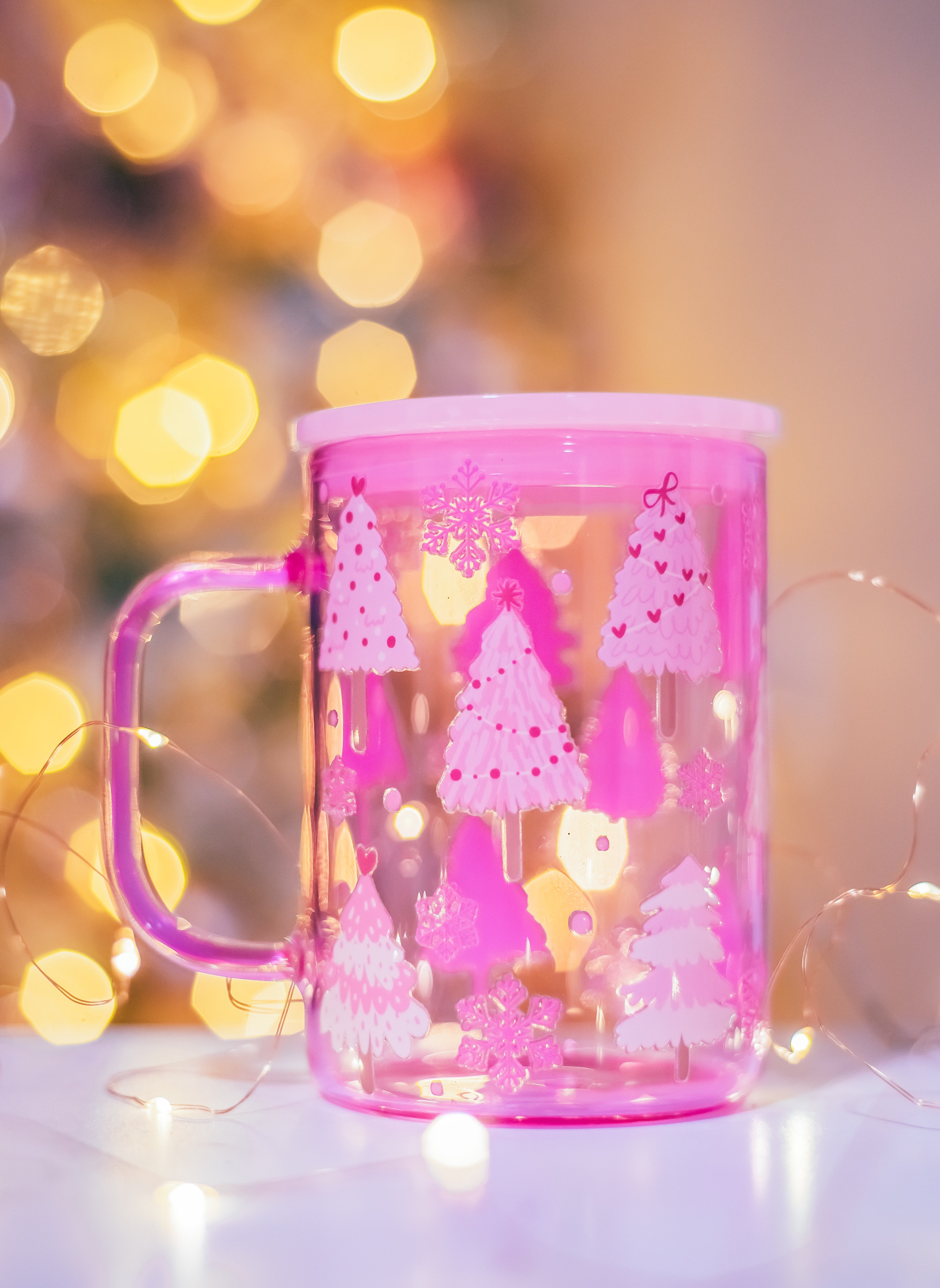 Christmas Pink Jelly glass mug