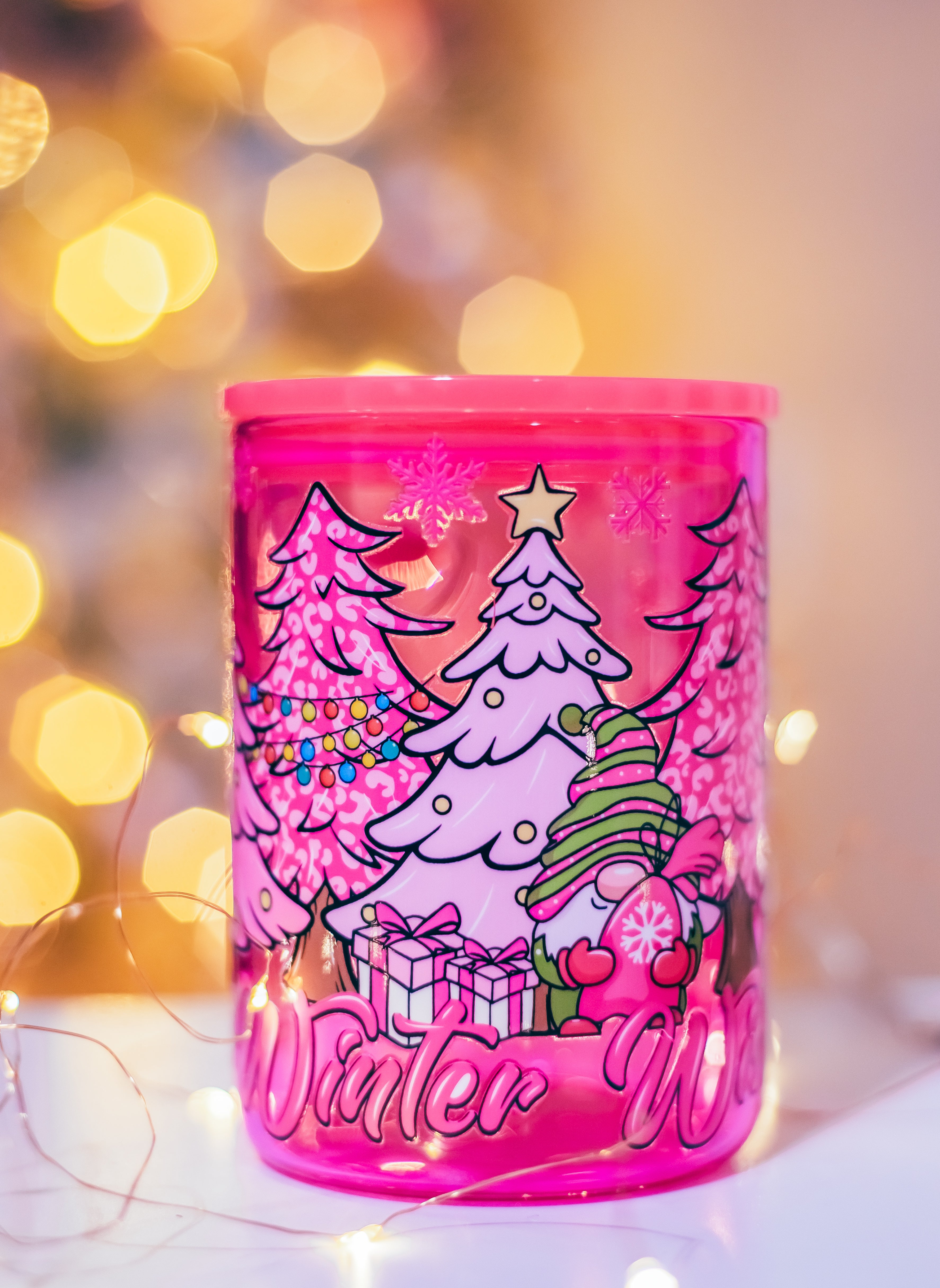 Christmas Pink Jelly glass mug