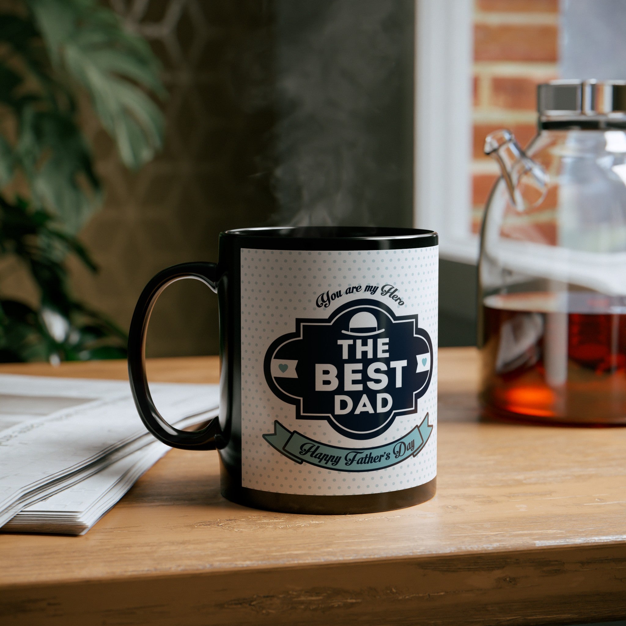 Father's Day, black ceramic mug, 12 and 15 oz, The best dad