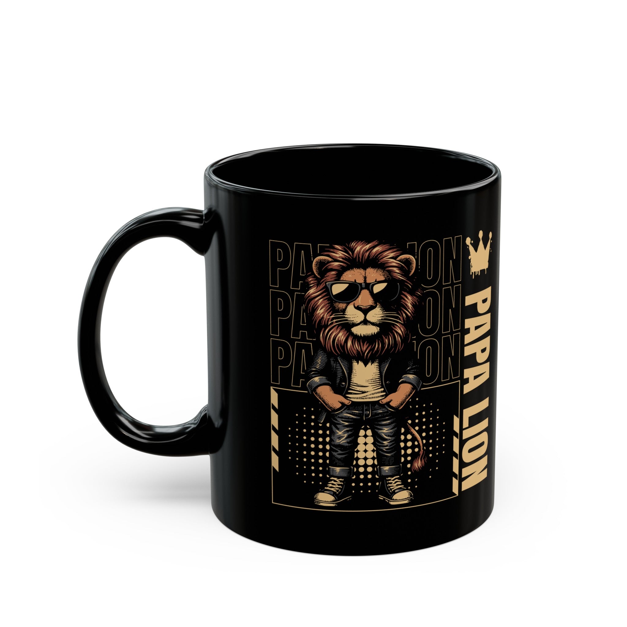 Black ceramic mug Lion dad 12 y 15oz for your favorite