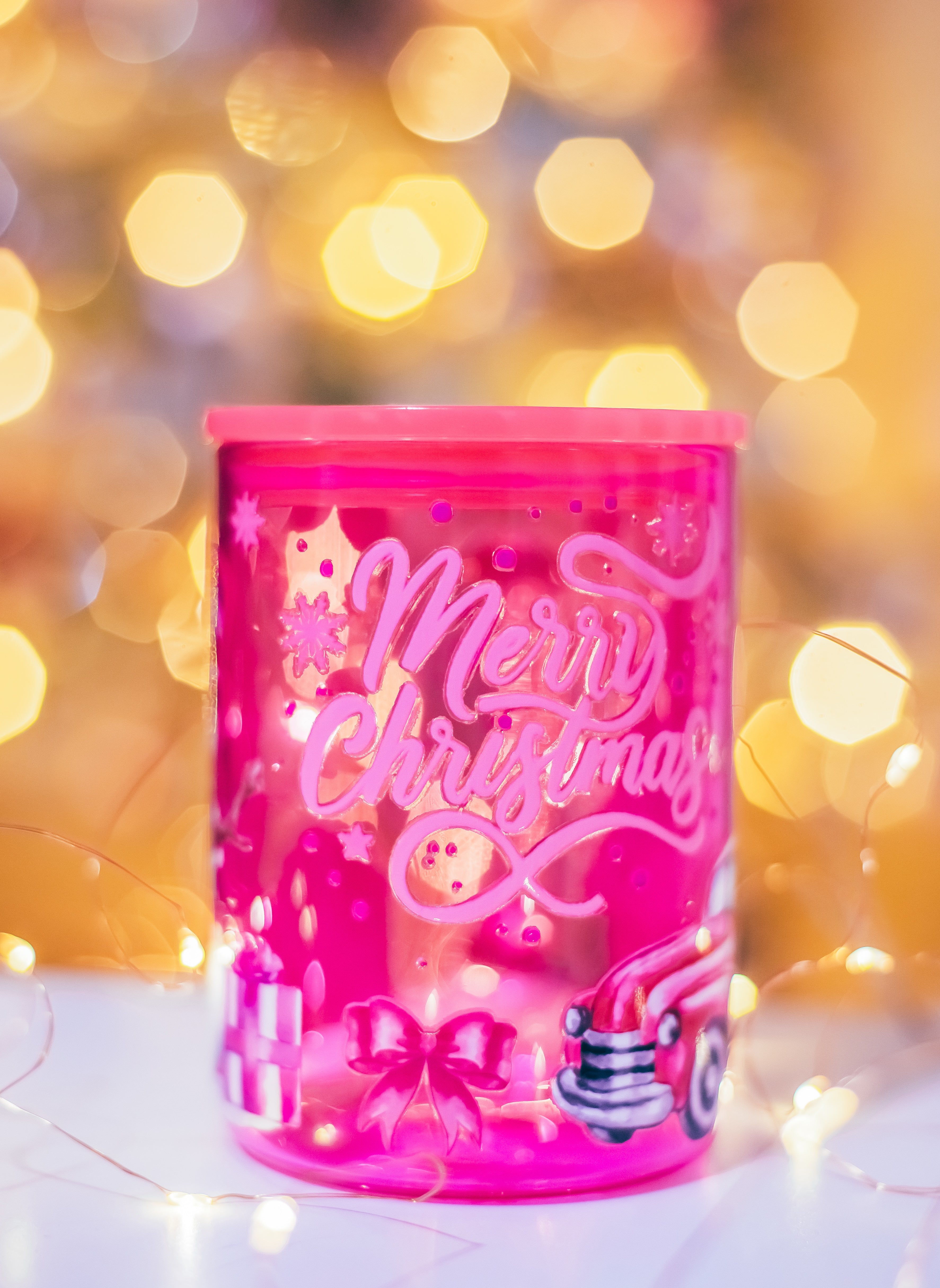 Christmas Pink Jelly glass mug