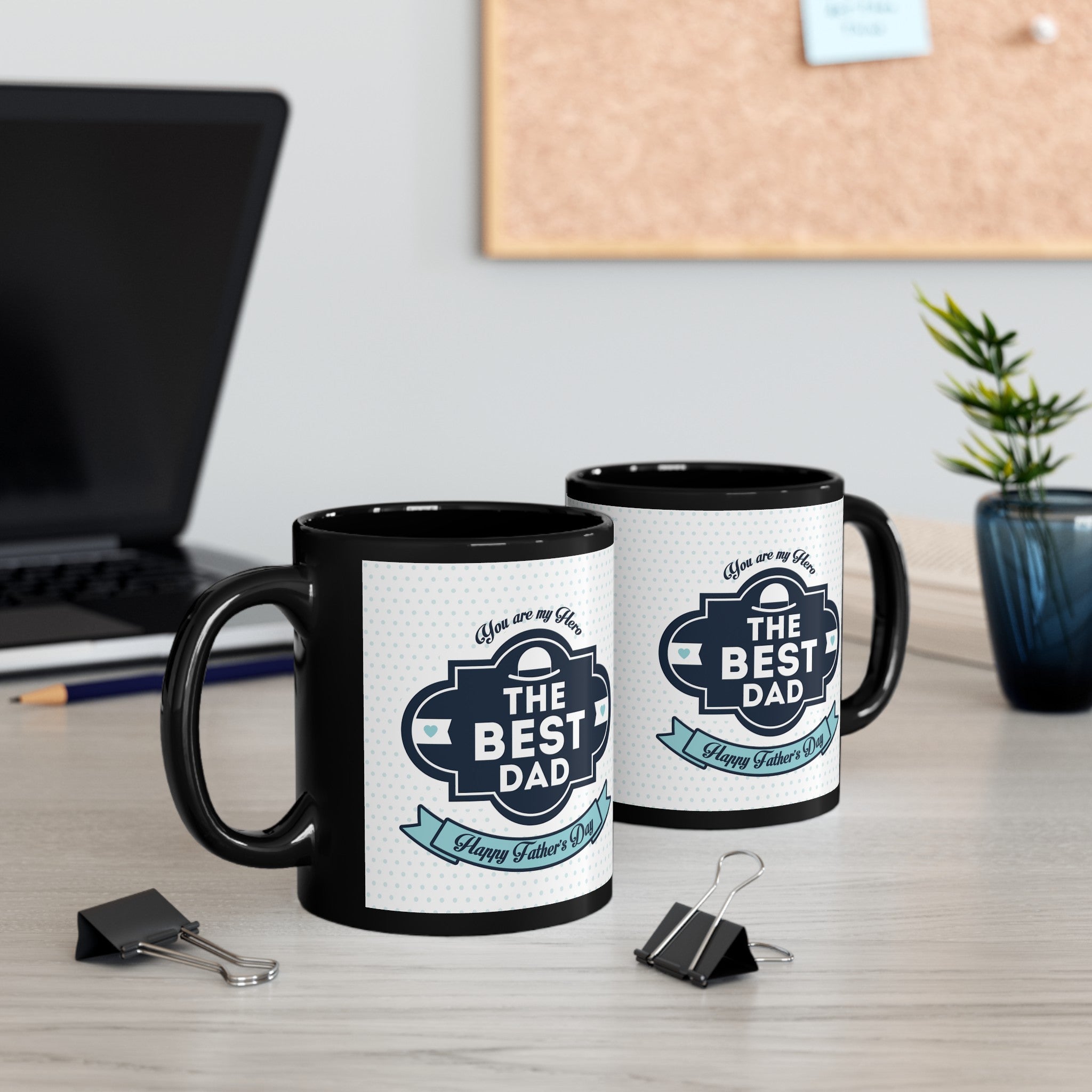 Father's Day, black ceramic mug, 12 and 15 oz, The best dad