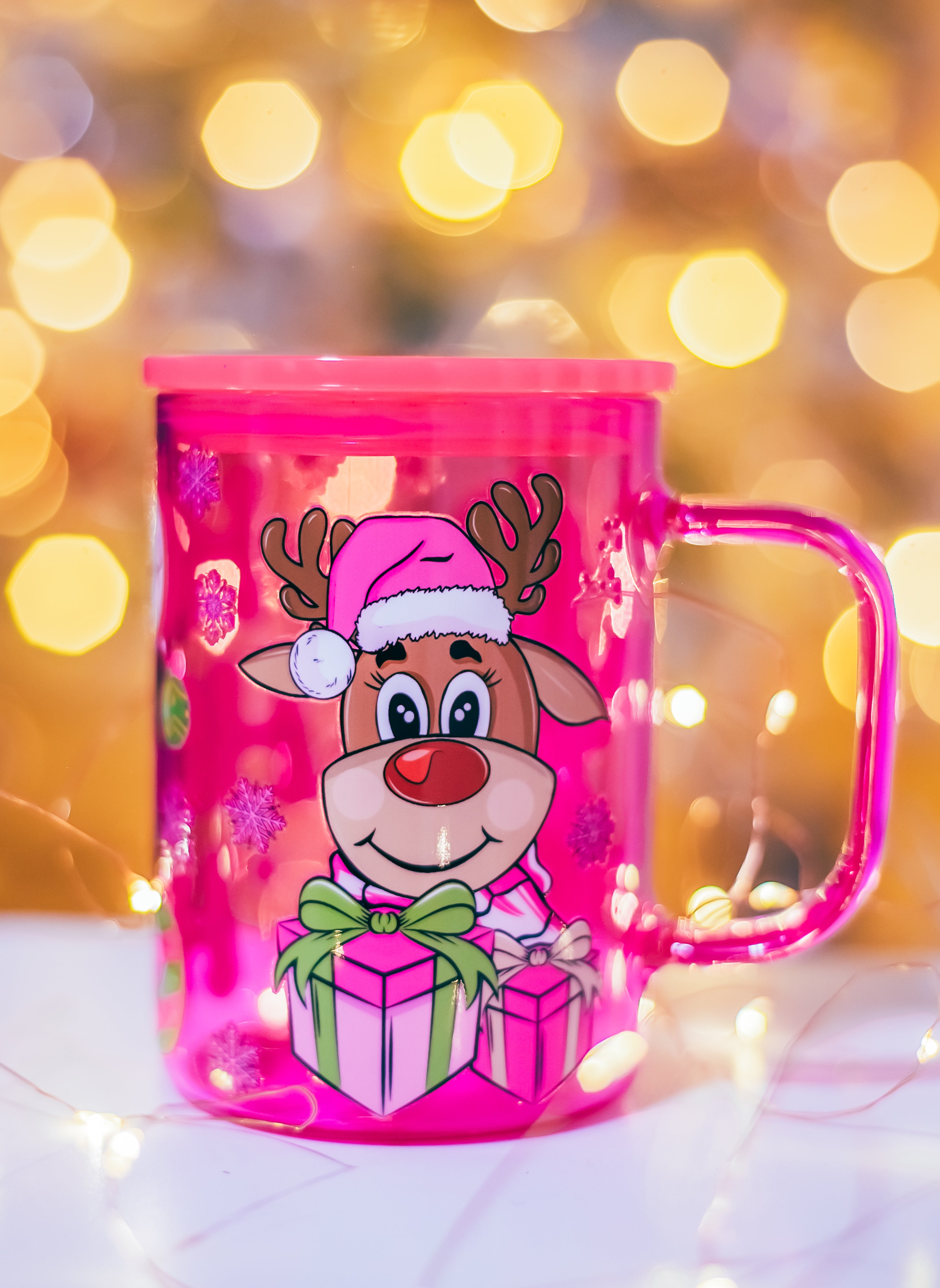 Christmas Pink Jelly glass mug