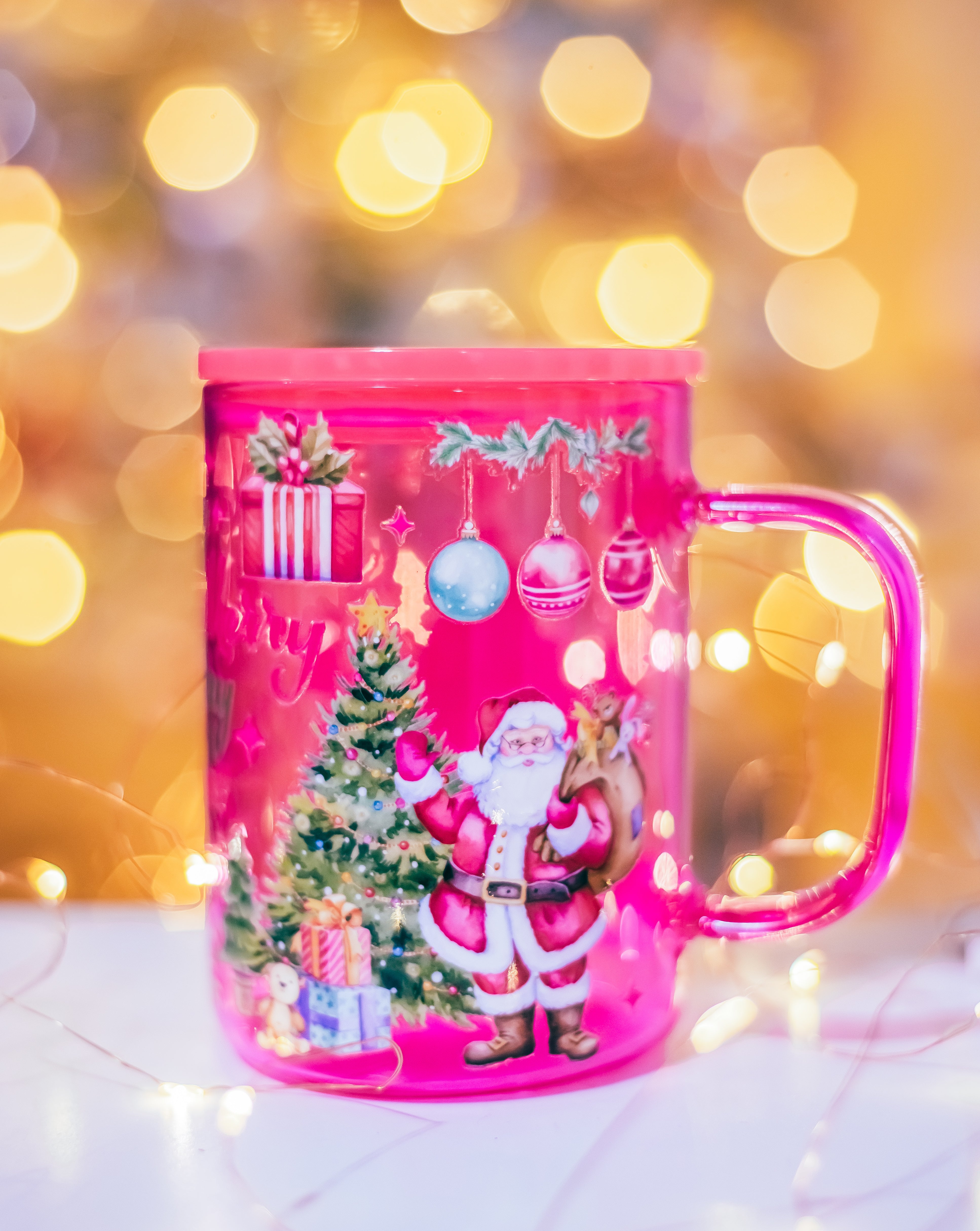 Christmas Pink Jelly glass mug