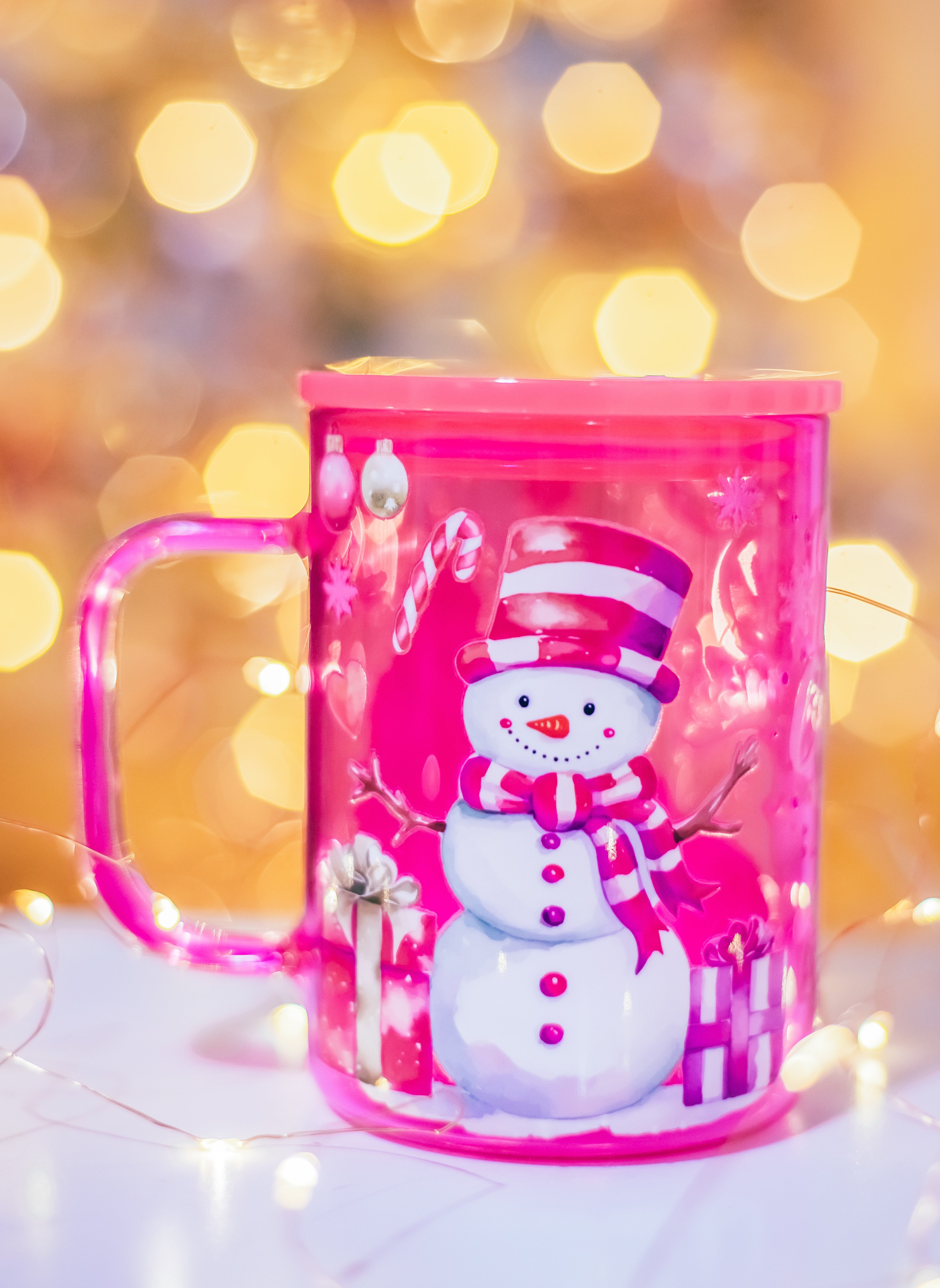 Christmas Pink Jelly glass mug