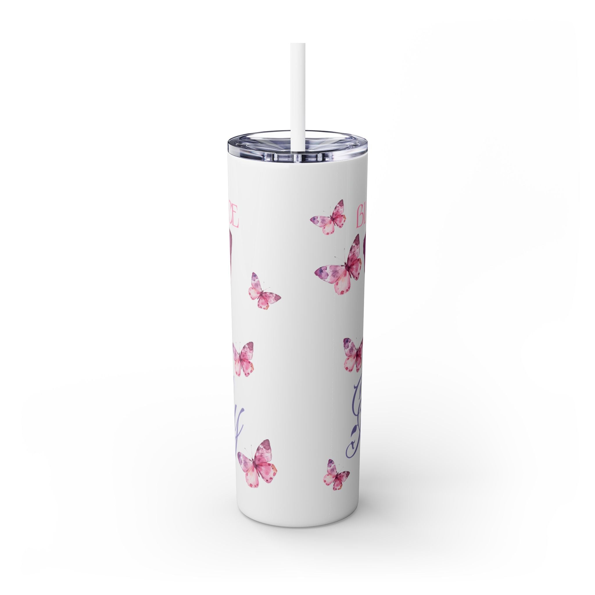 Bloom with Grace: Butterfly Skinny Tumbler for Everyday Inspiration