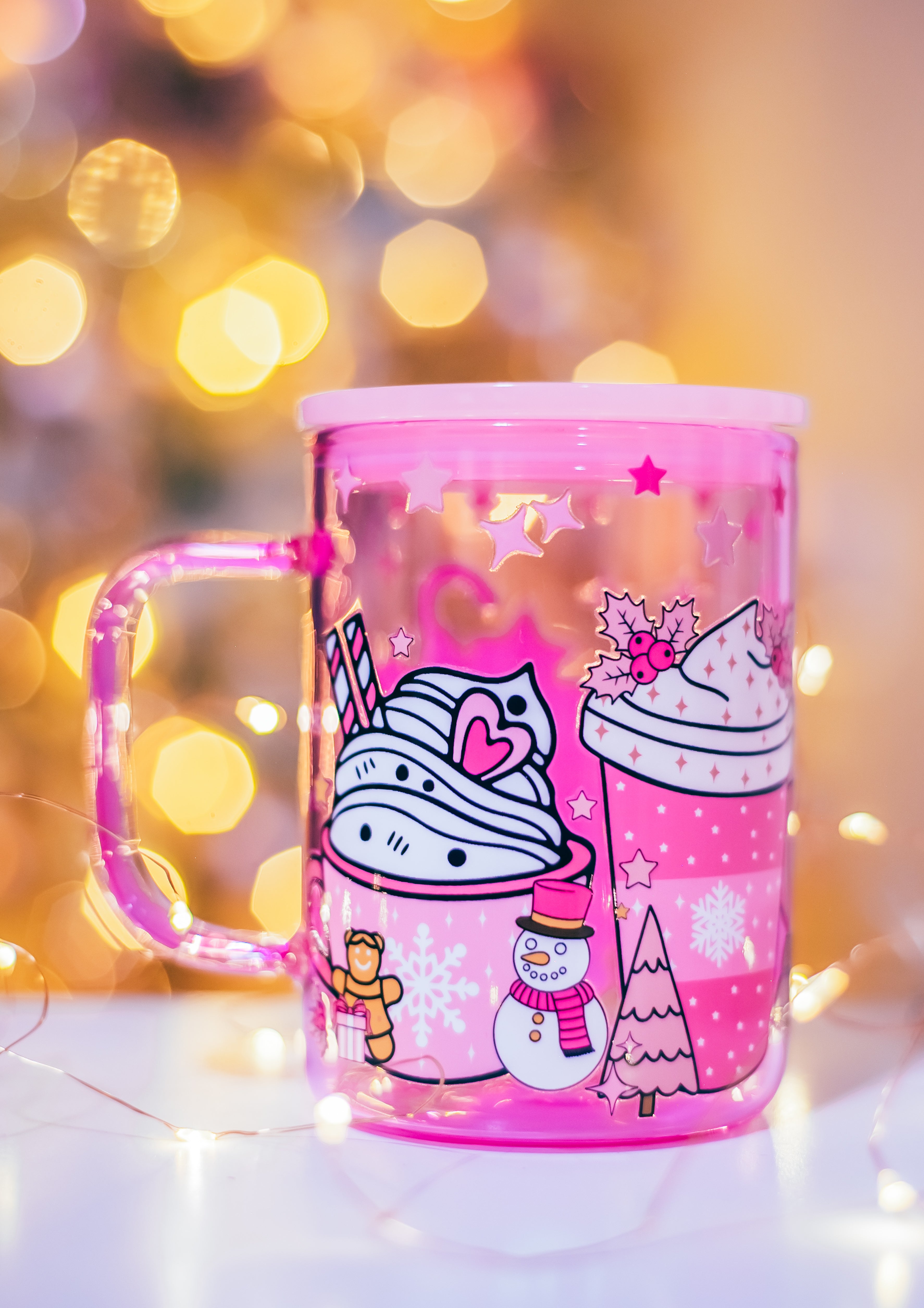 Christmas Pink Jelly glass mug