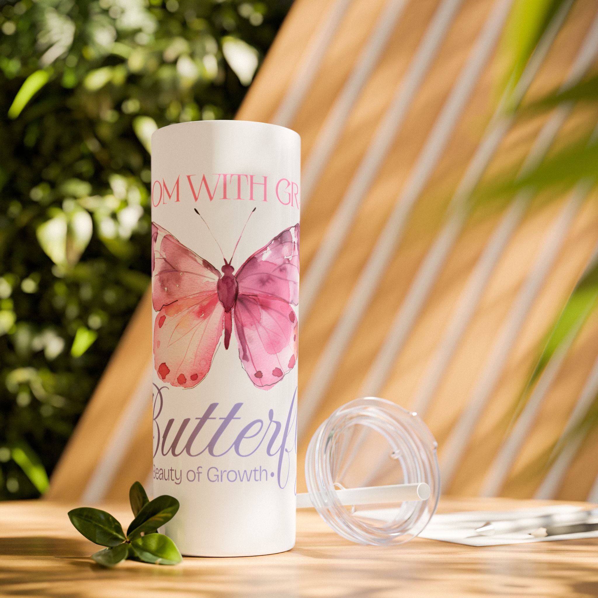 Bloom with Grace: Butterfly Skinny Tumbler for Everyday Inspiration