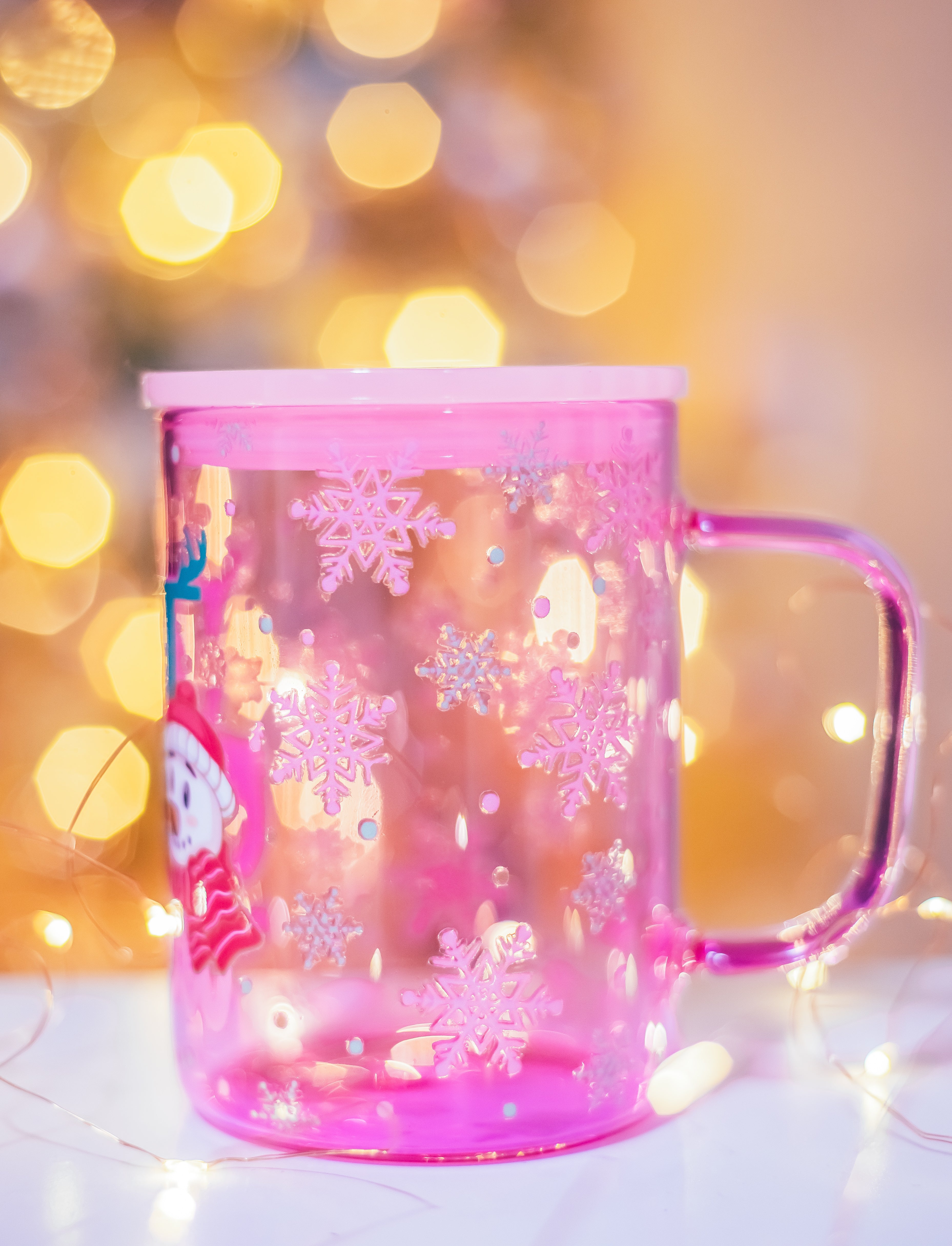 Christmas Pink Jelly glass mug