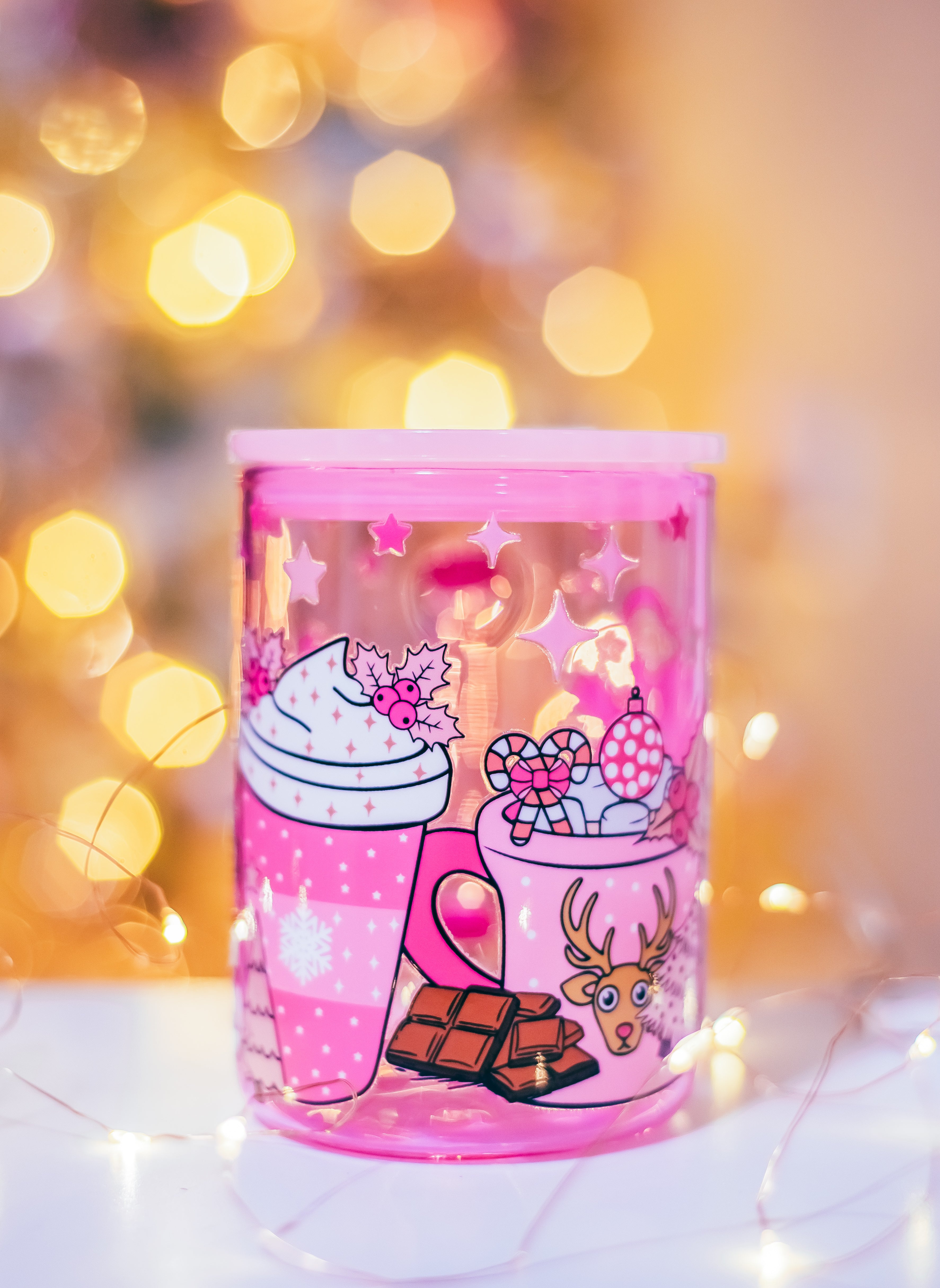 Christmas Pink Jelly glass mug