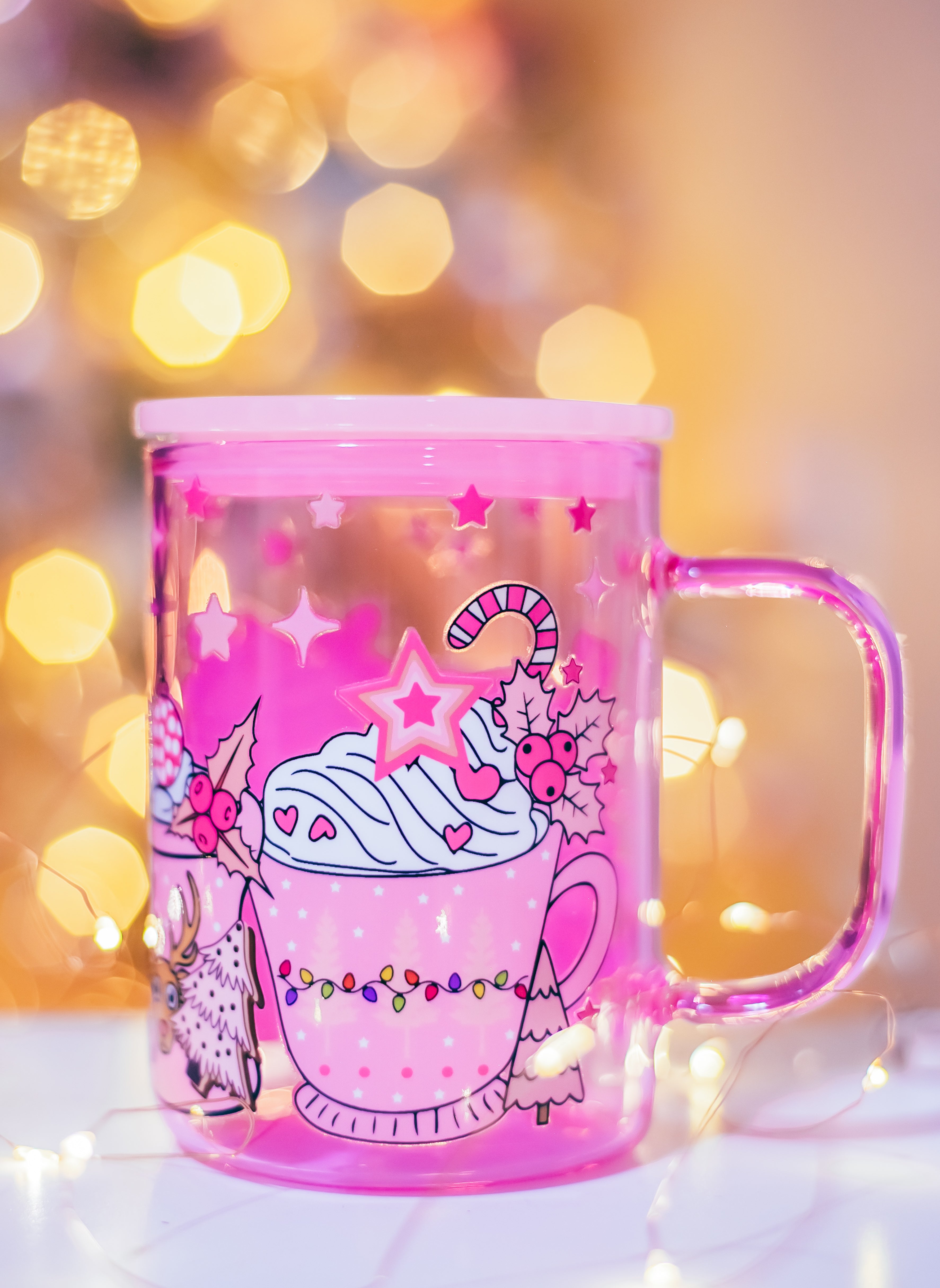 Christmas Pink Jelly glass mug