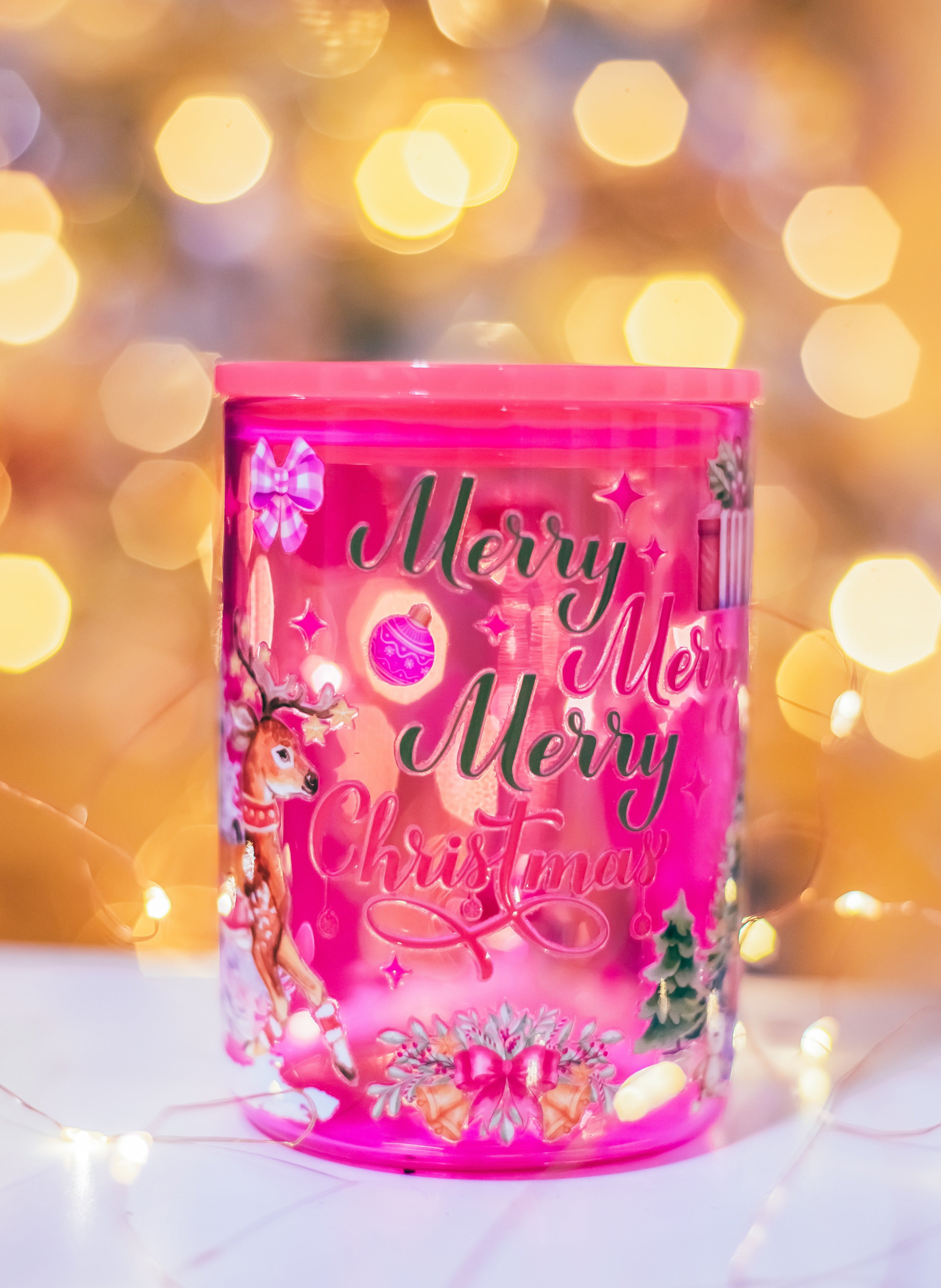 Christmas Pink Jelly glass mug