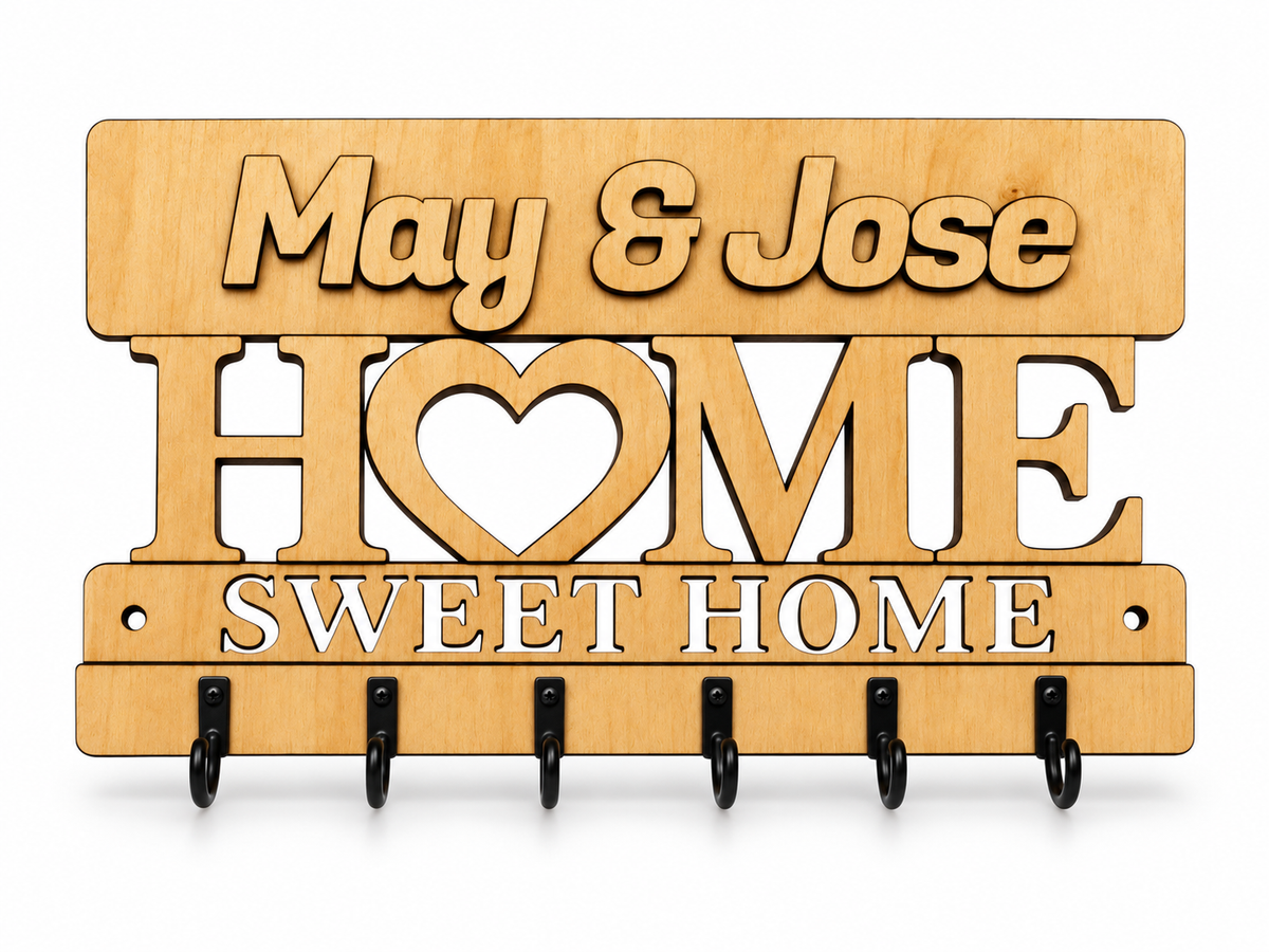 Personalized Wooden Family Key Holder | Custom House Key Rack