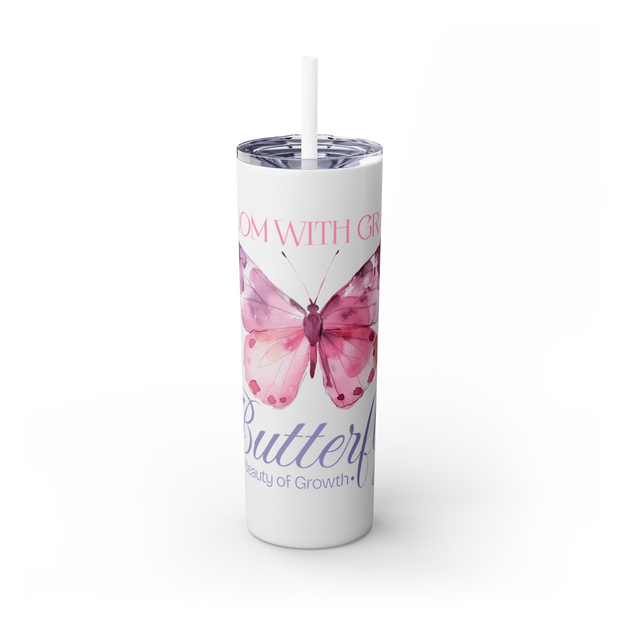 Bloom with Grace: Butterfly Skinny Tumbler for Everyday Inspiration