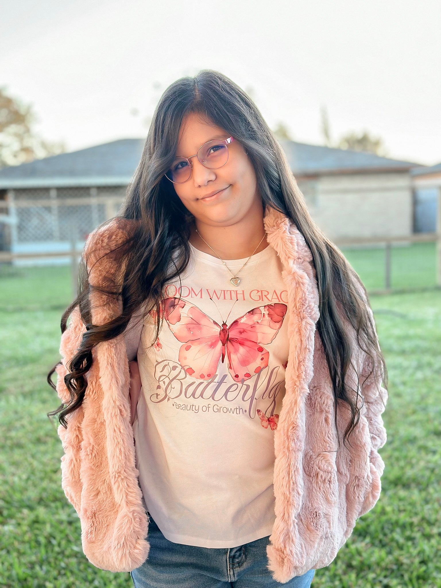 Graceful Growth: Butterfly Long-Sleeve Tee for Girls