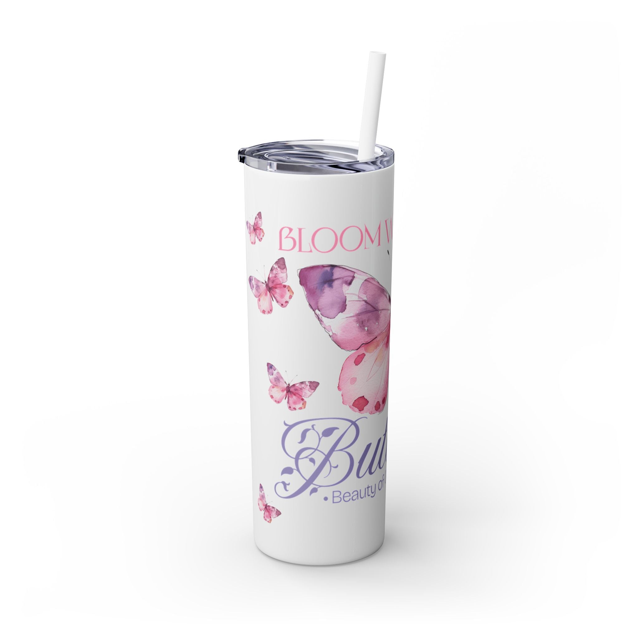 Bloom with Grace: Butterfly Skinny Tumbler for Everyday Inspiration