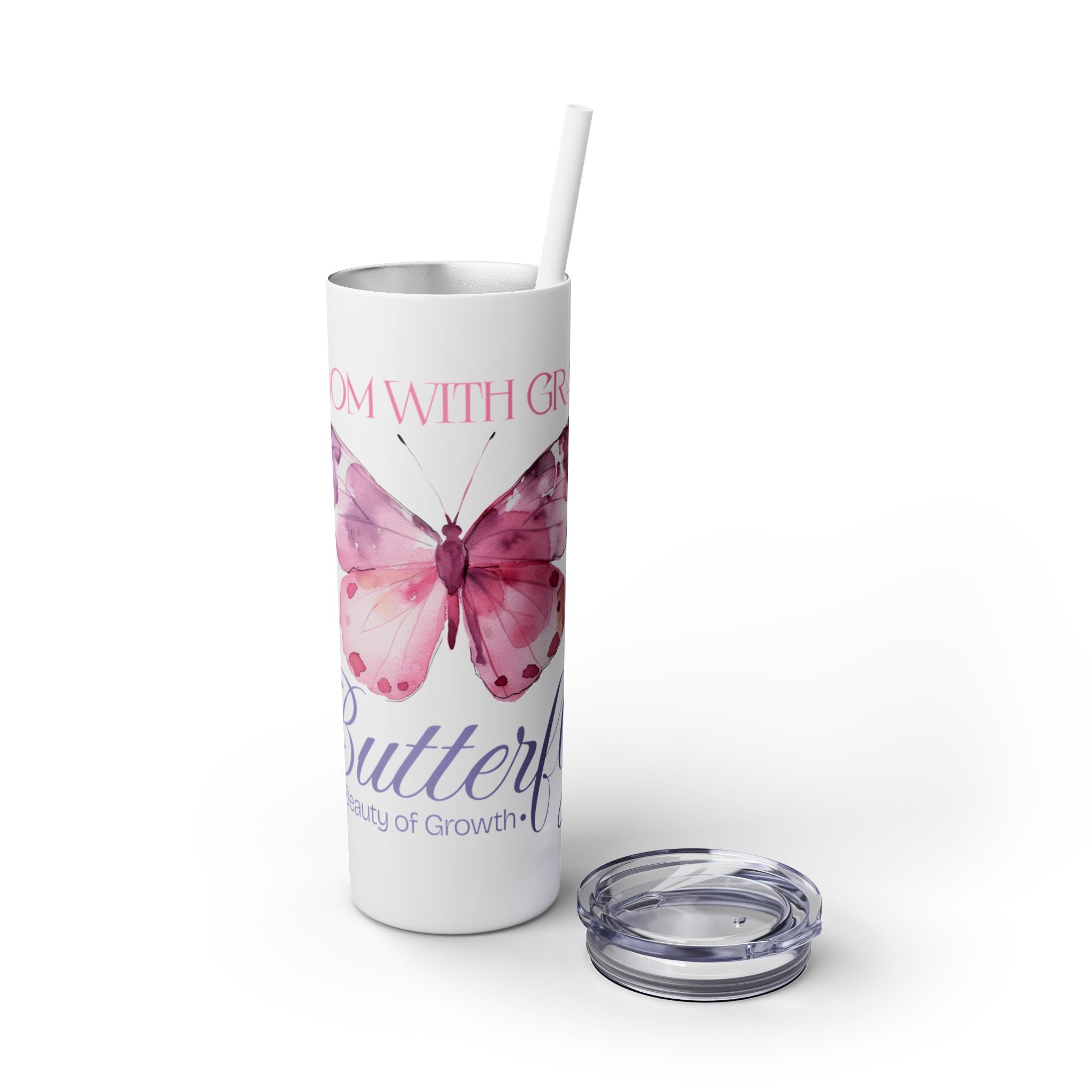 Bloom with Grace: Butterfly Skinny Tumbler for Everyday Inspiration