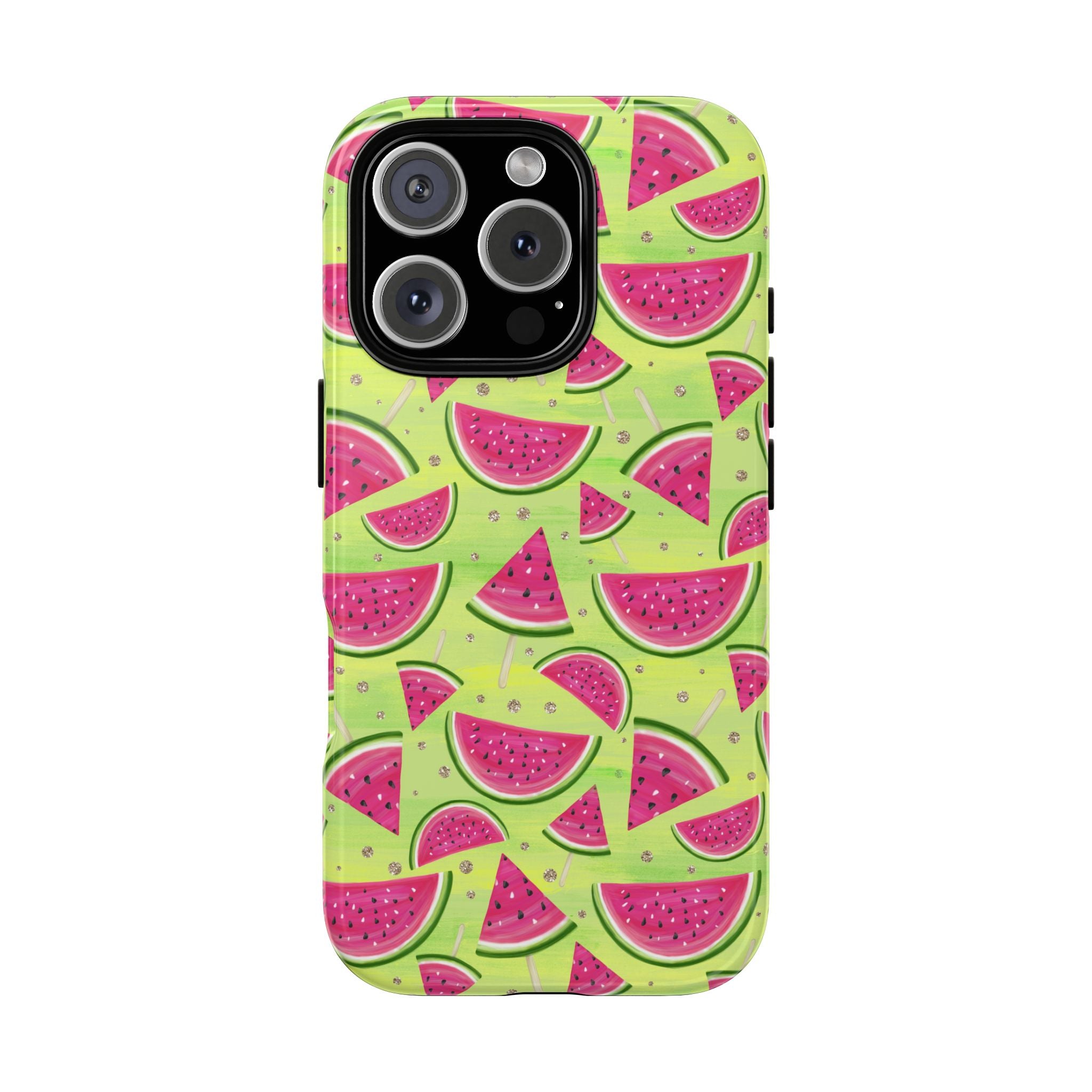a neon watermelon iPhone case, showcasing its fun and playful design