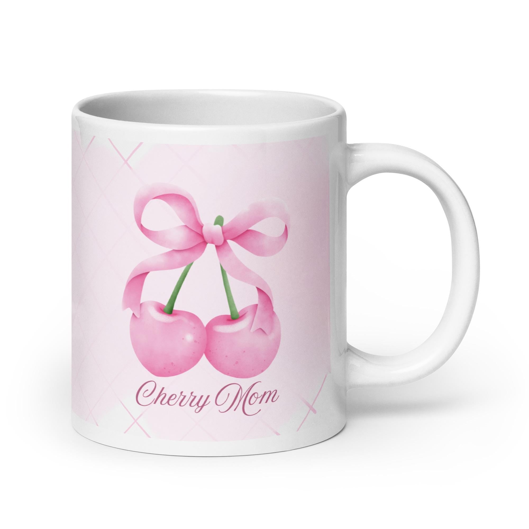 Cherry Mom Mug | Pink Cherries, Feminine Design, Gift for Mother
