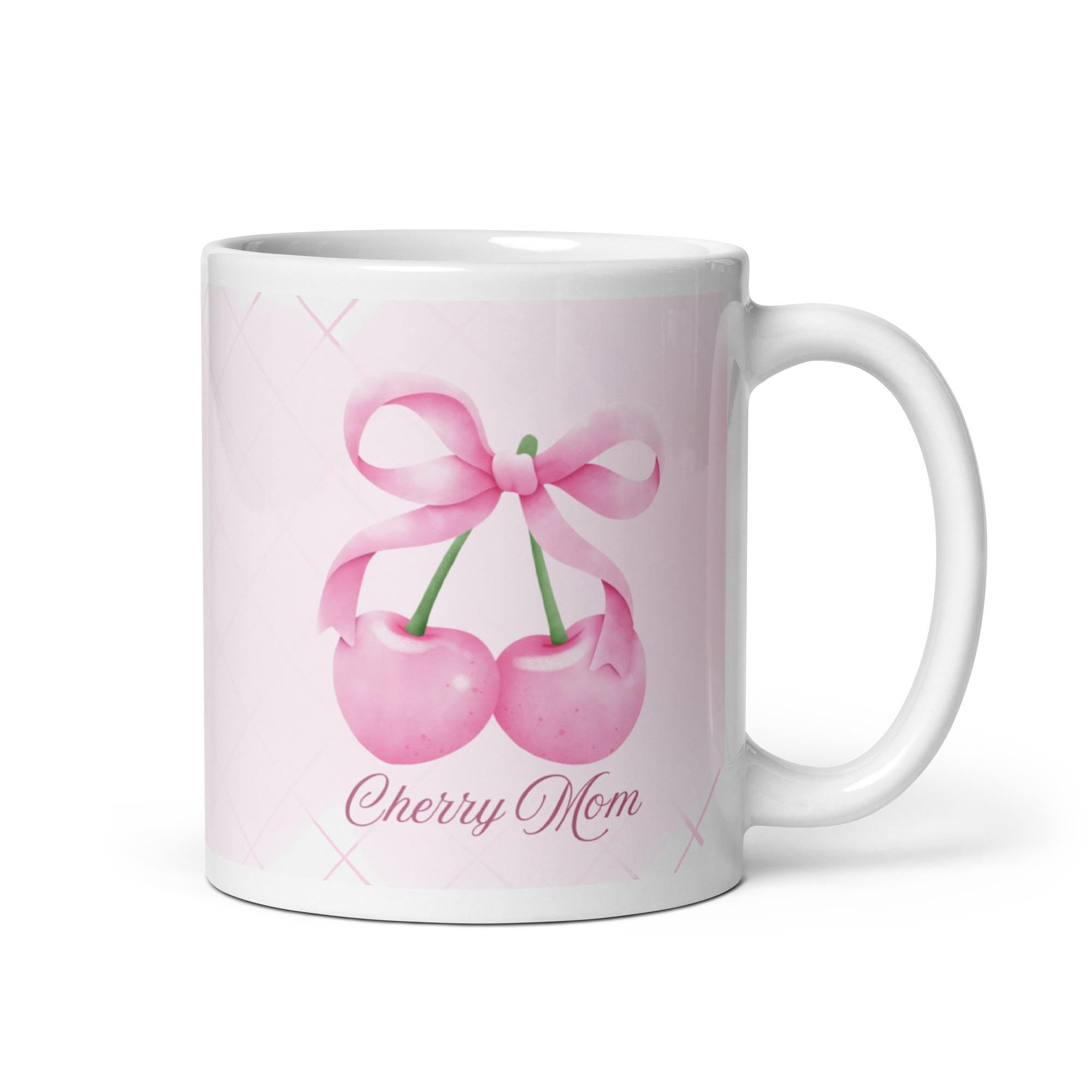 Cherry Mom Mug | Pink Cherries, Feminine Design, Gift for Mother