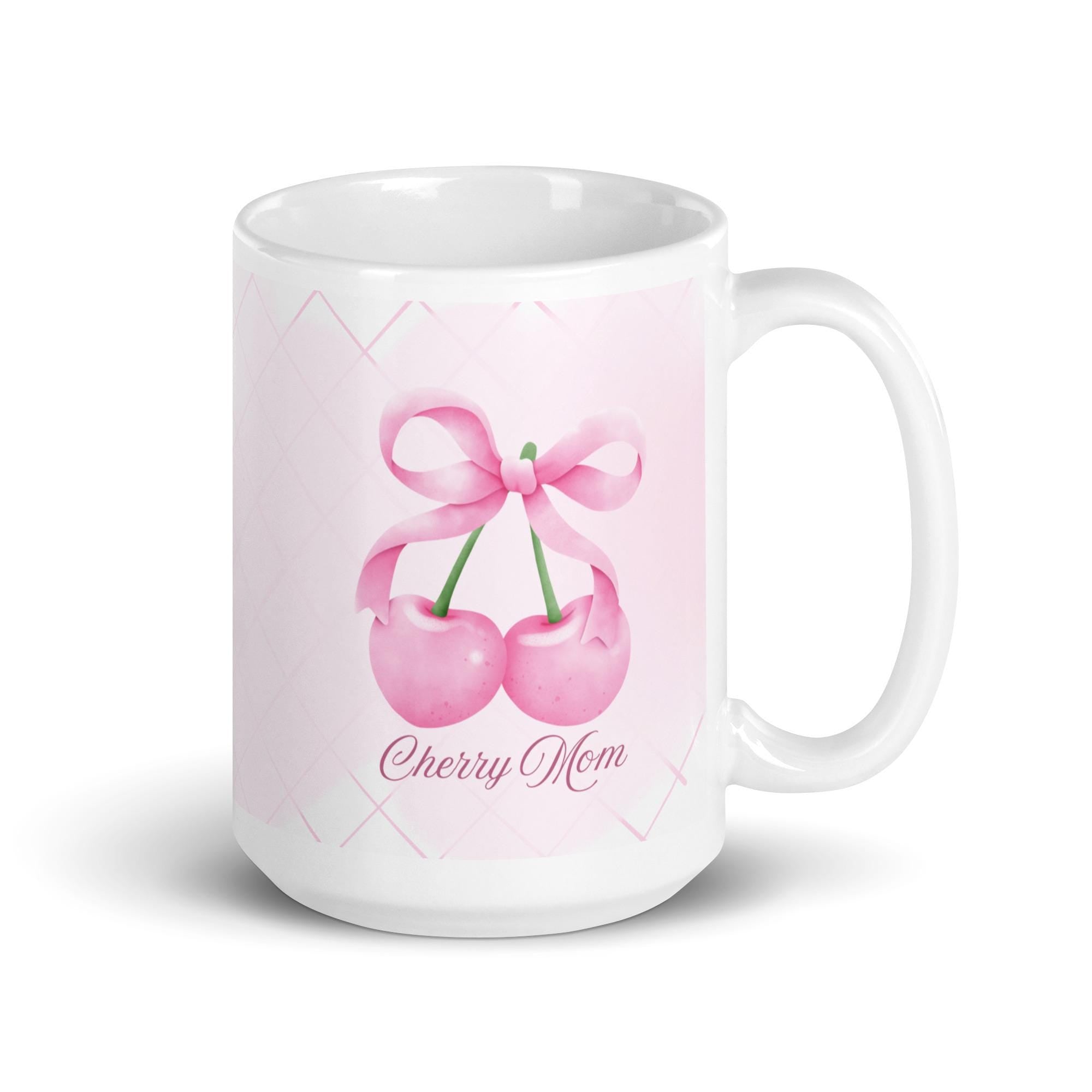 Cherry Mom Mug | Pink Cherries, Feminine Design, Gift for Mother