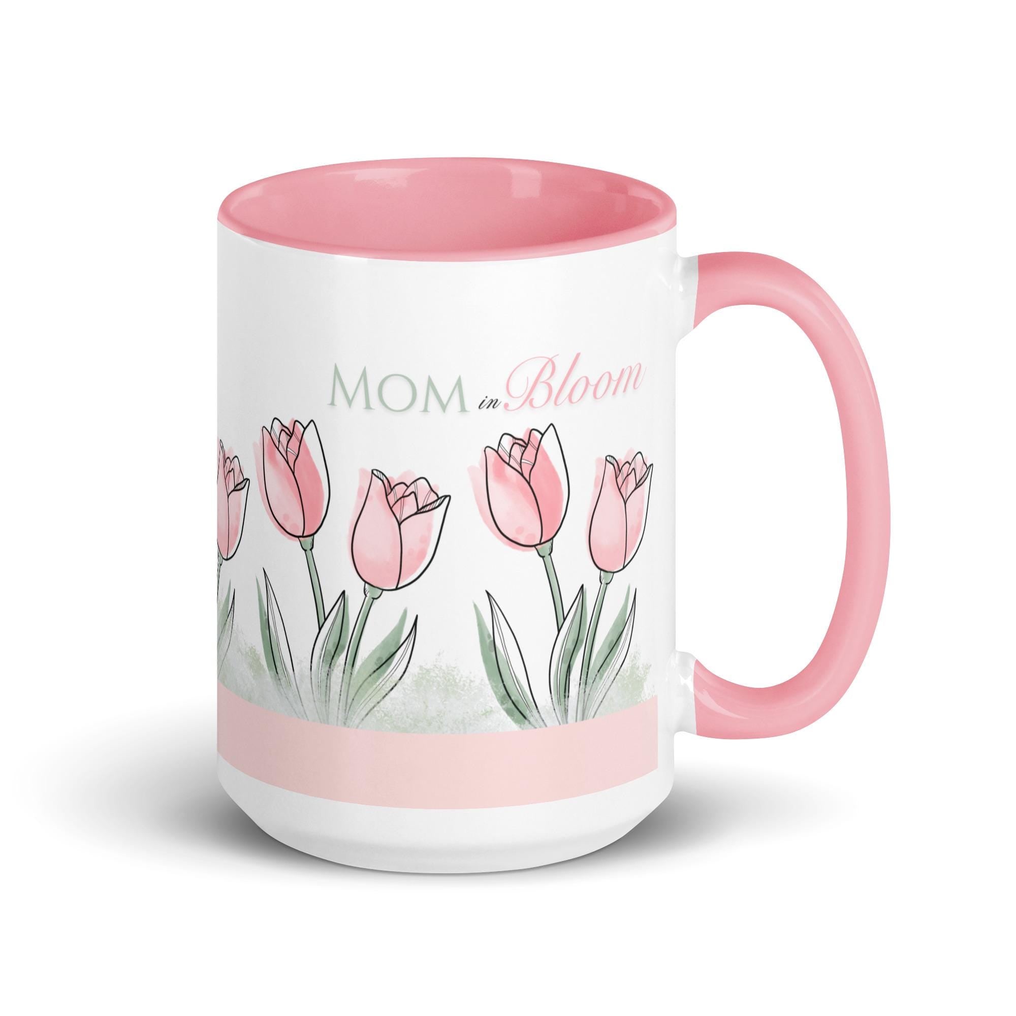 Blooming Mom Mug | Mothers Day Gift for Mom | Floral Coffee Mug | Cute Pink Mug | Gift for New Mom | Aesthetic Mama Cup